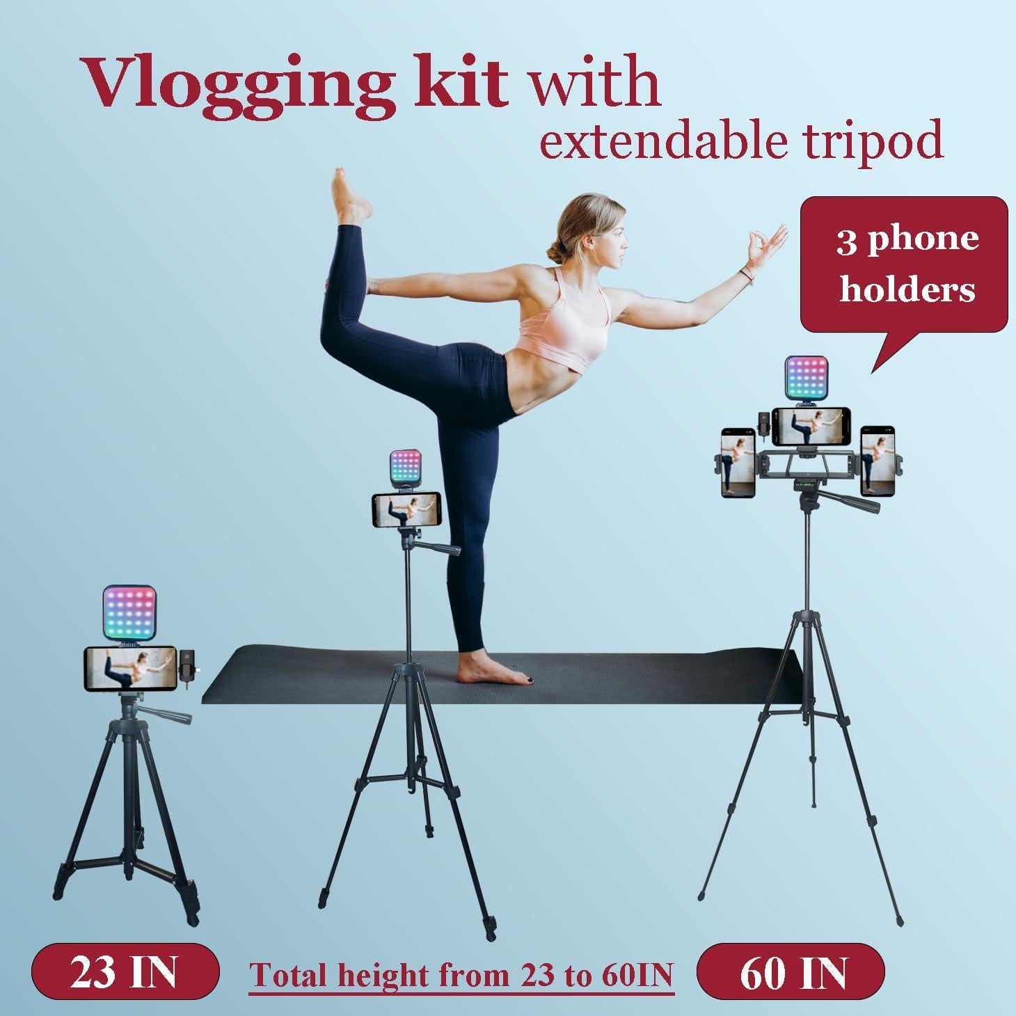 Kit de Vlogging Litchitech con Trípode 152.4 cm, Luz RGB y Micrófono