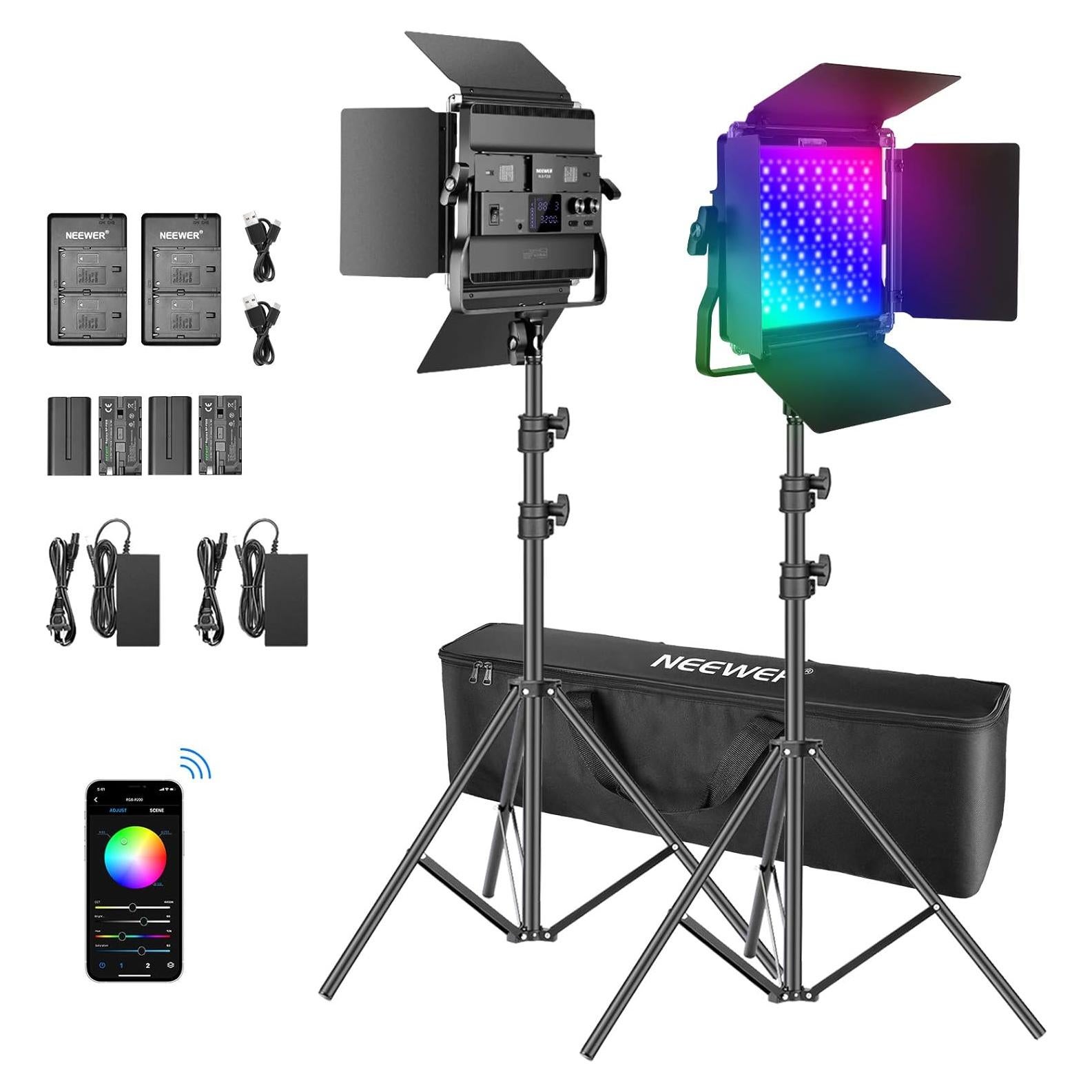 Kit de Luz LED Neewer P200 RGB con Control APP - 360°