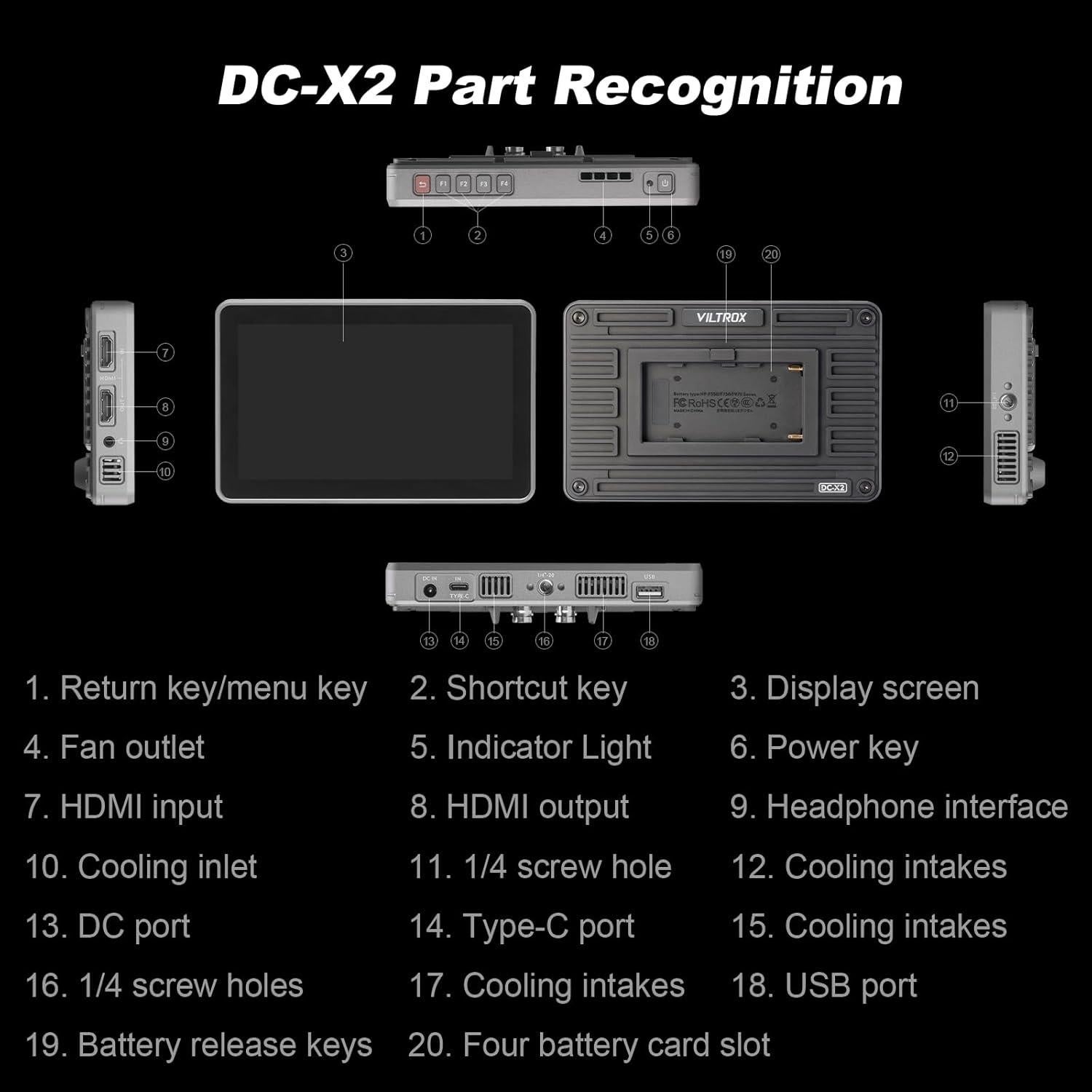 Monitor de Campo Viltrox DC-X2 6" 4K 2000 nits para DSLR