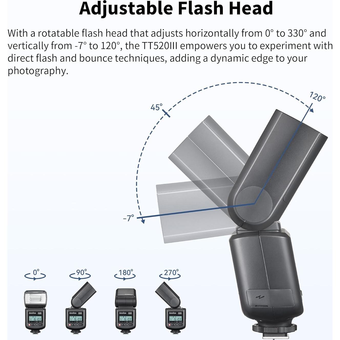 Flash Speedlite Godox TT520III Inalámbrico 433MHz para Canon Nikon