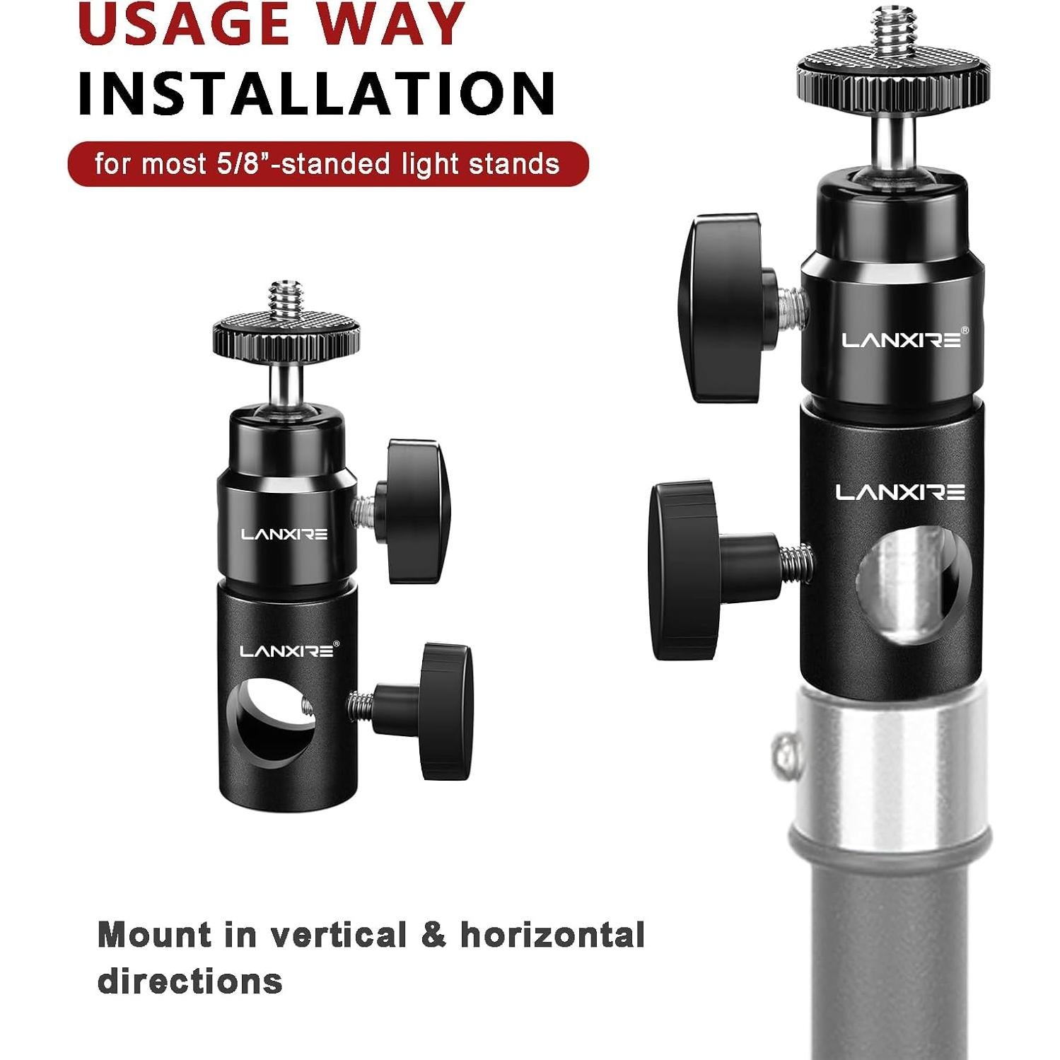 Adaptador de Montaje para Soporte de Luz Lanxire L0128 - 2 Piezas