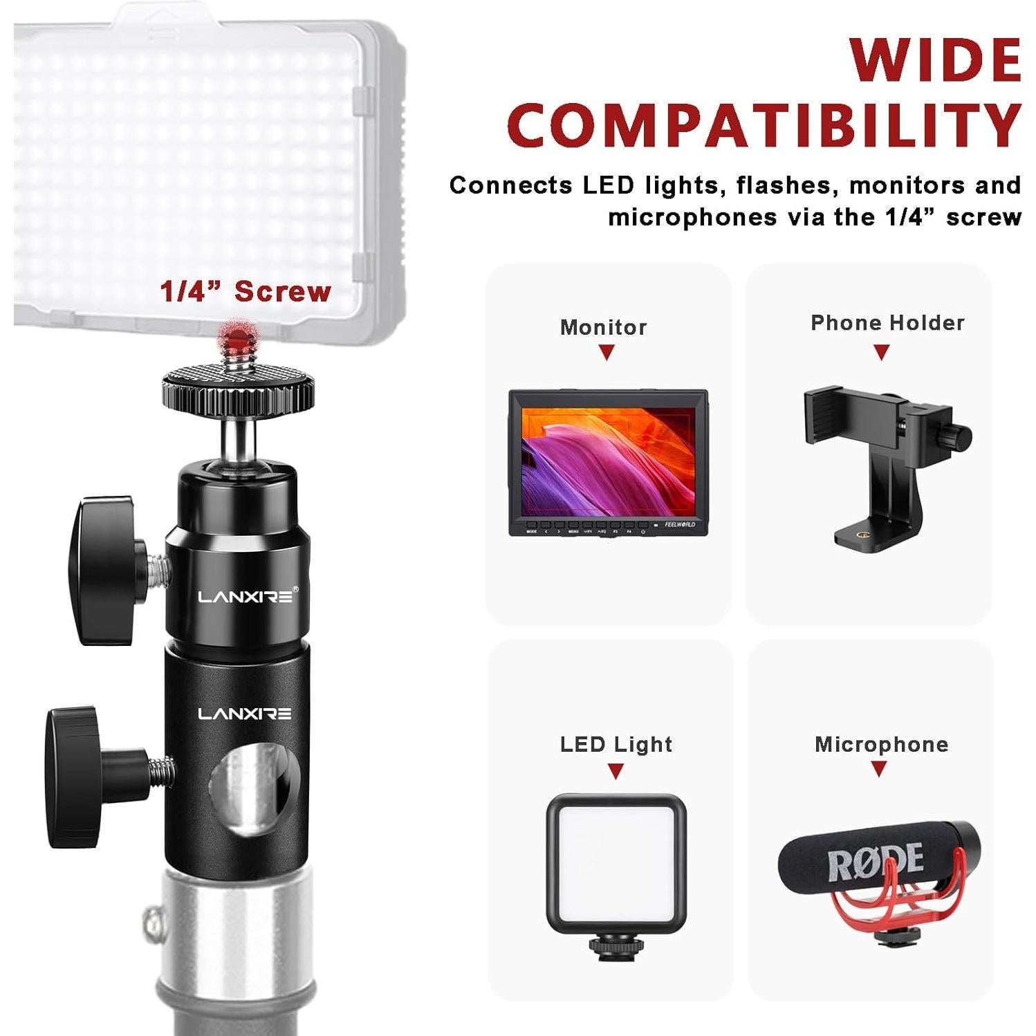 Adaptador de Montaje para Soporte de Luz Lanxire L0128 - 2 Piezas