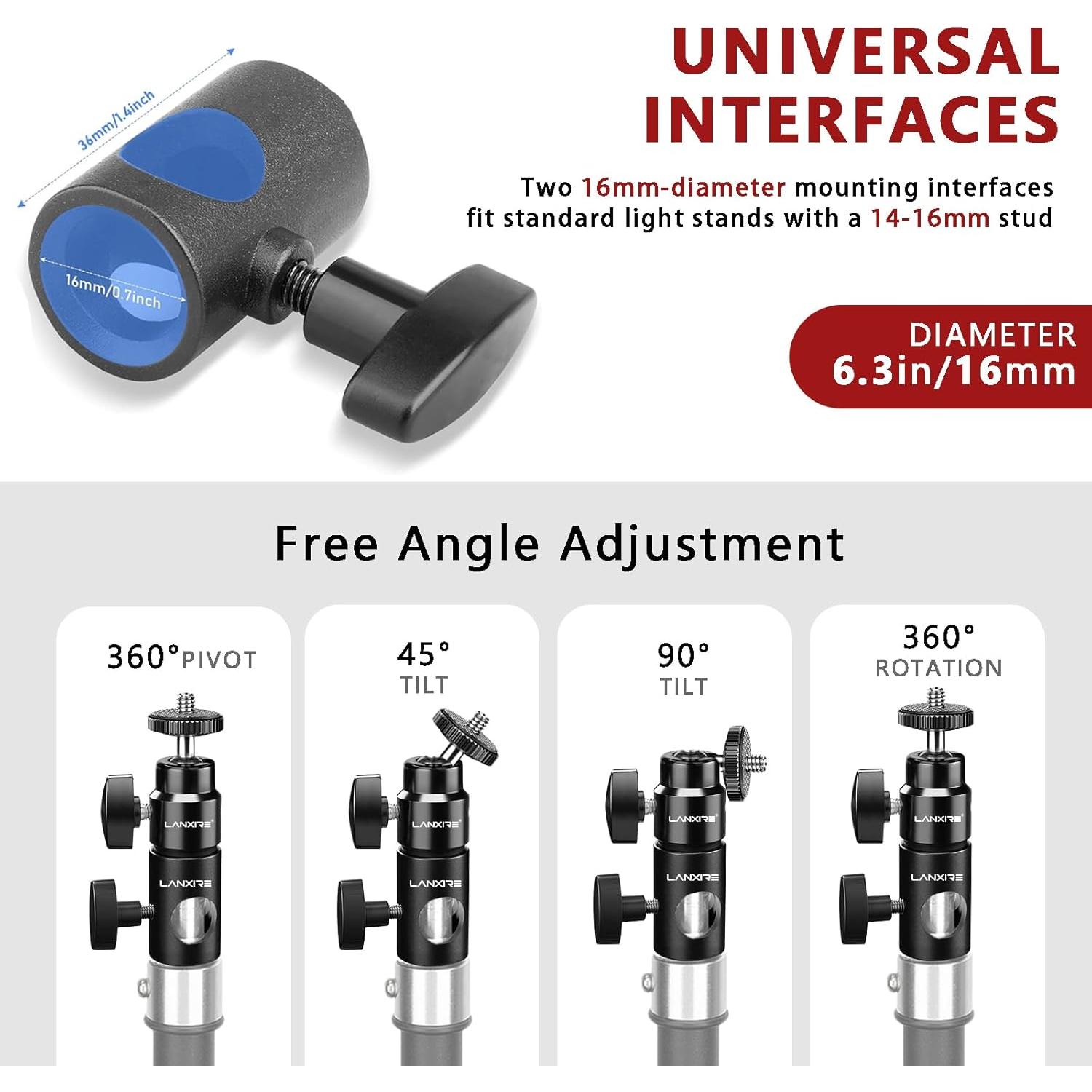 Adaptador de Montaje para Soporte de Luz Lanxire L0128 - 2 Piezas