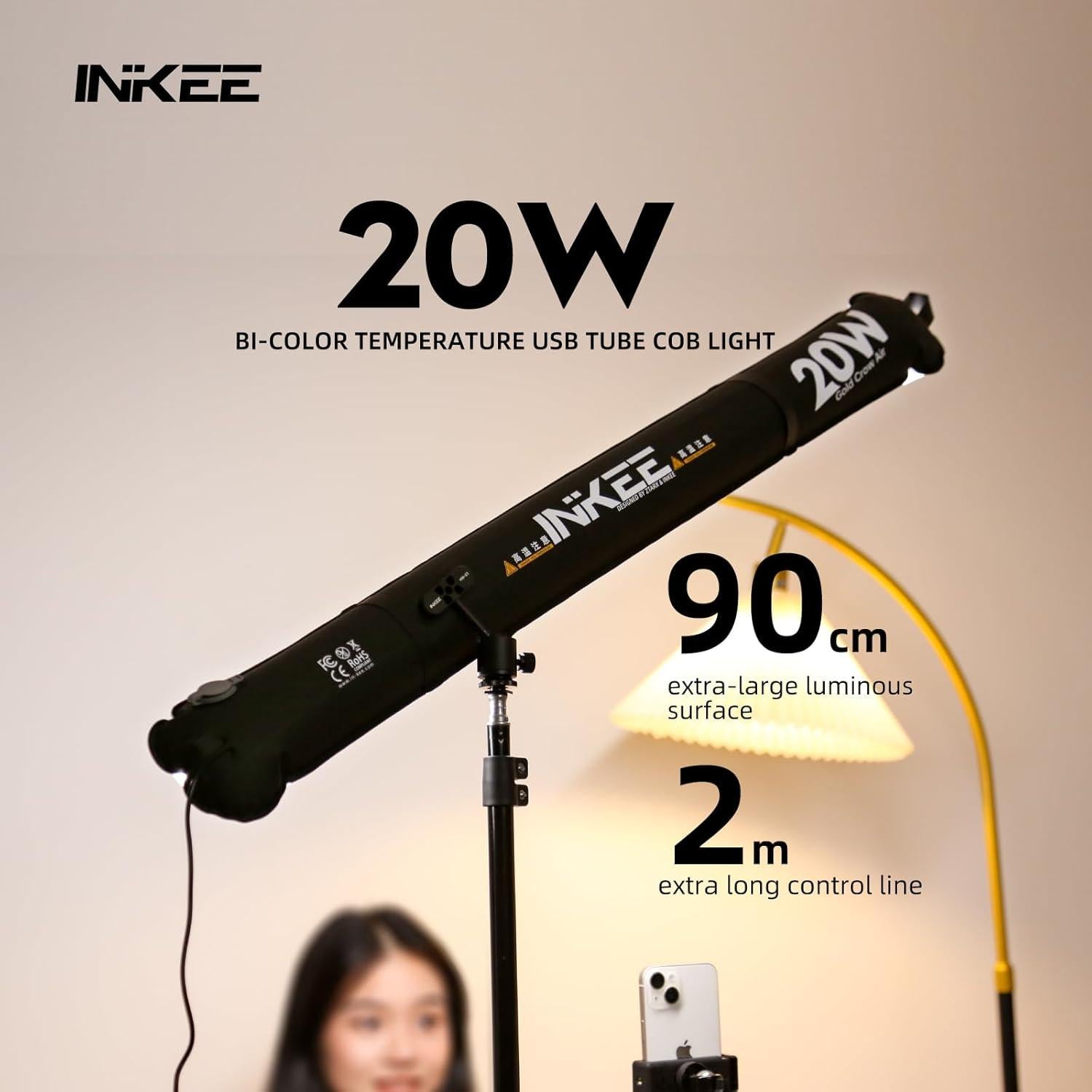 Luz de Tubo LED Inflable INKEE GCA20U 20W Bi-Color 90cm