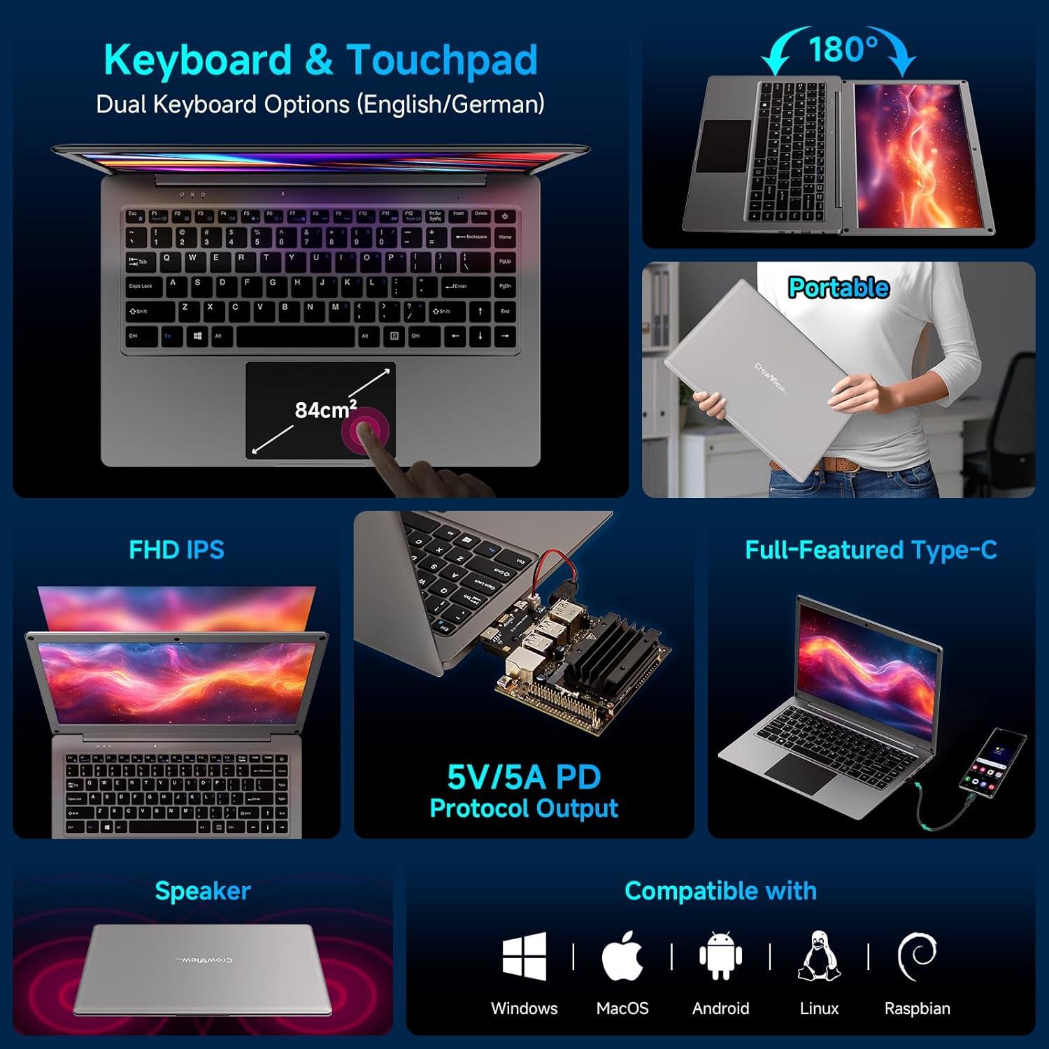 Monitor Portátil ELECROW 14" FHD con Teclado y Batería