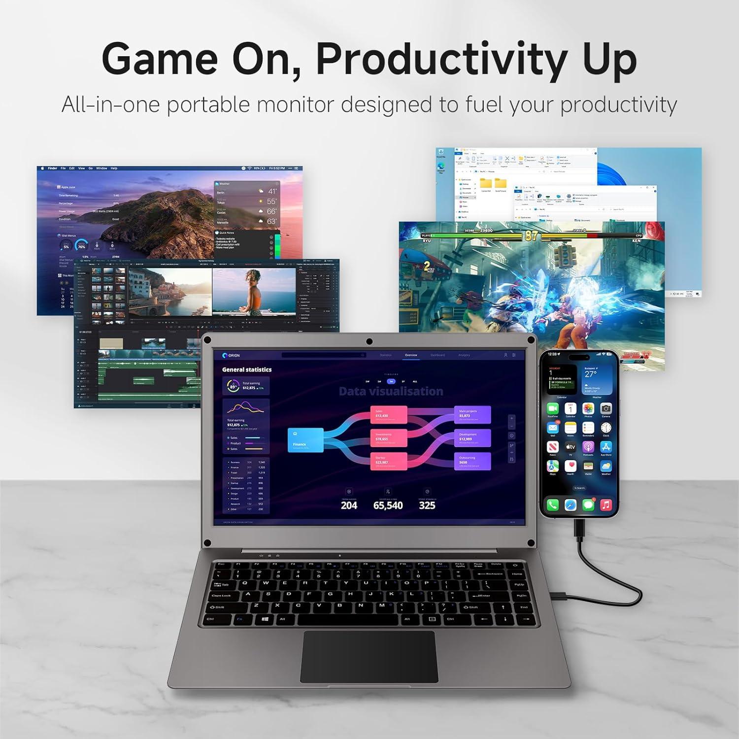 Monitor Portátil ELECROW 14" FHD con Teclado y Batería