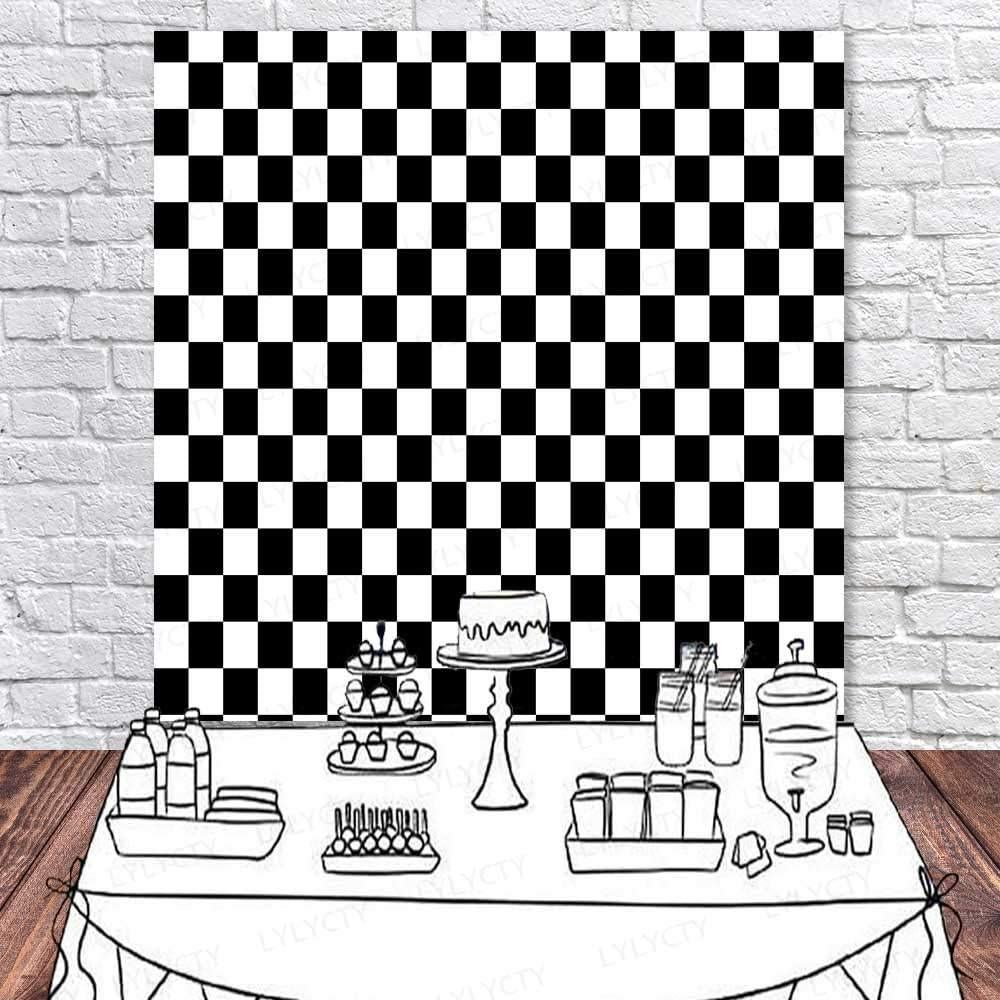 Fondo Fotográfico 5x5ft Poliester Damas Negro y Blanco