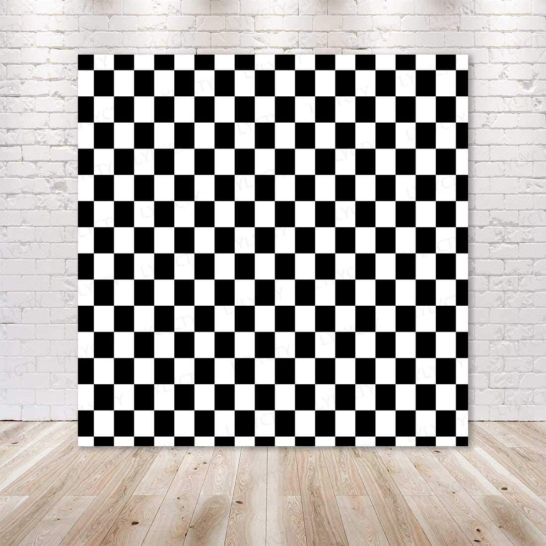 Fondo Fotográfico 5x5ft Poliester Damas Negro y Blanco