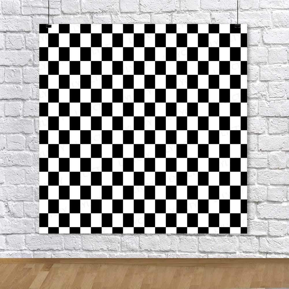 Fondo Fotográfico 5x5ft Poliester Damas Negro y Blanco