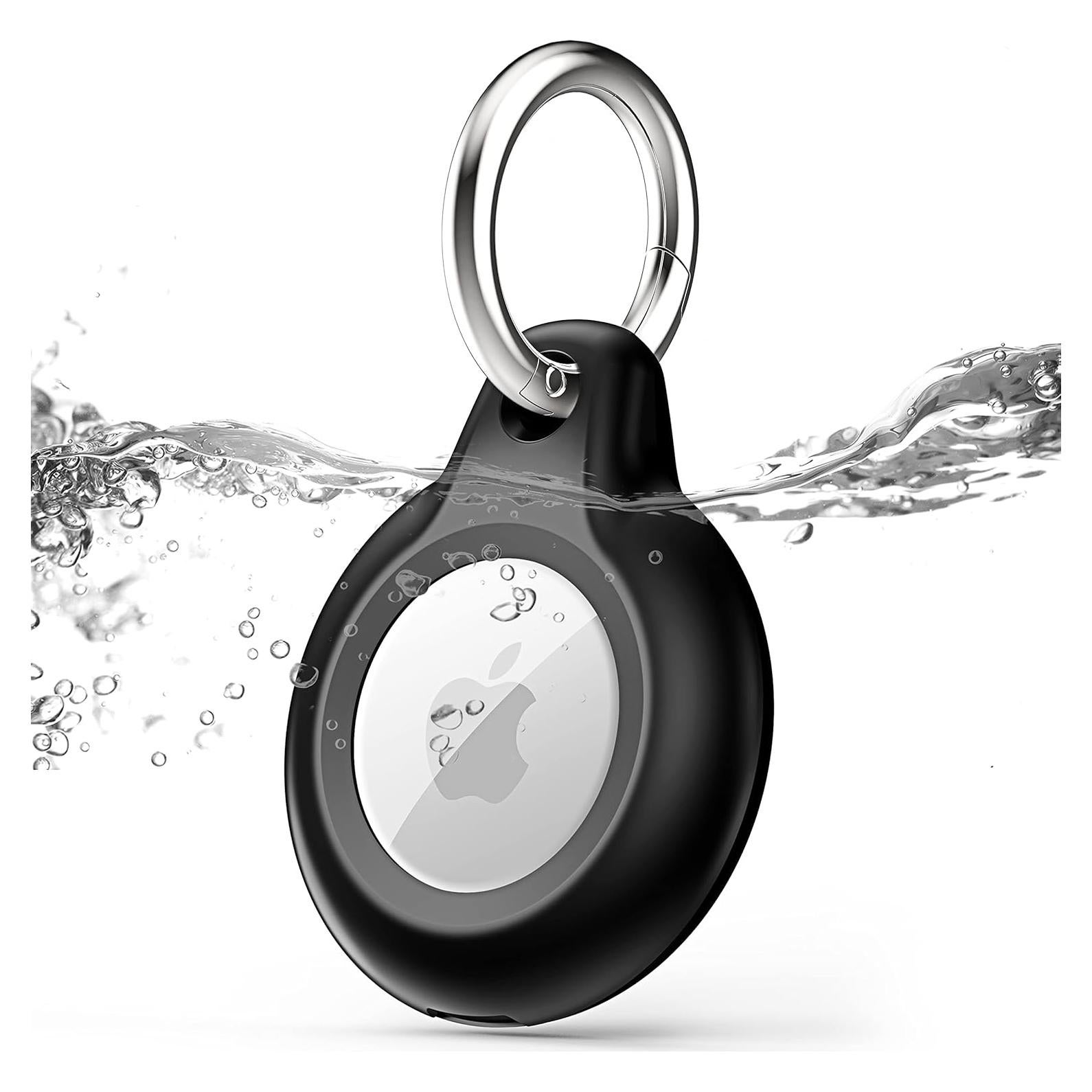 1 Pack IPX8 Waterproof Airtag Keychain with Airtag Holder Case,Full Body Shockproof,Anti-Scratch Cover Air tag for Cat,Dog,Keys,Luggage,Wallet(Black)