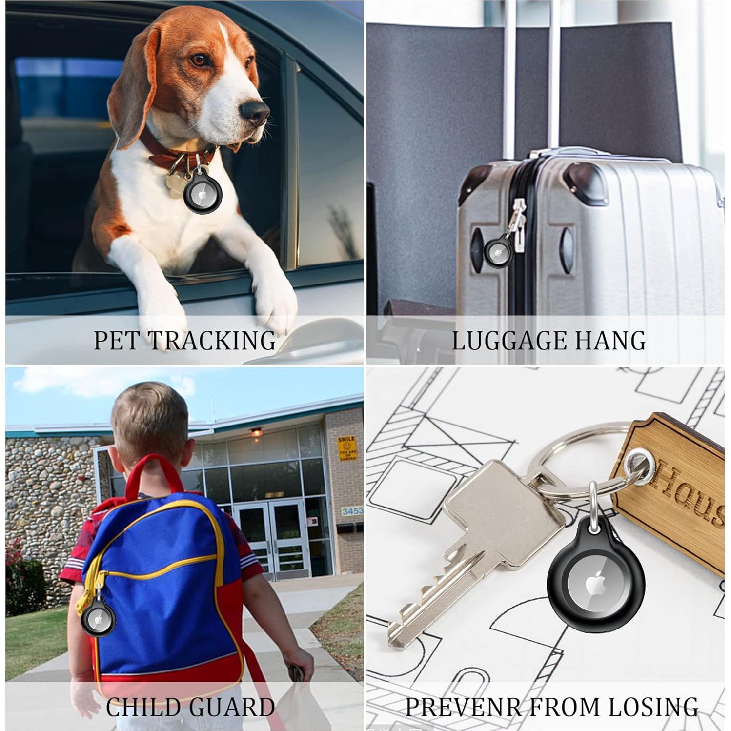 1 Pack IPX8 Waterproof Airtag Keychain with Airtag Holder Case,Full Body Shockproof,Anti-Scratch Cover Air tag for Cat,Dog,Keys,Luggage,Wallet(Black)