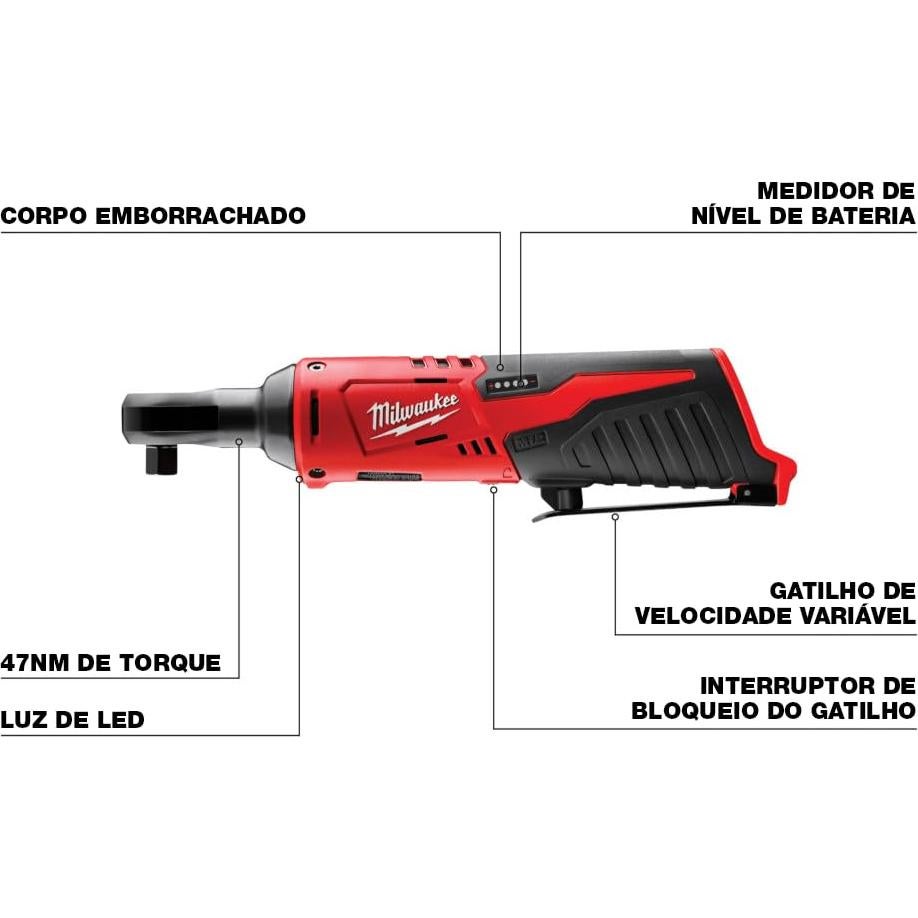 Llave de Carraca Milwaukee M12 3/8" 47,43 Nm 250 RPM