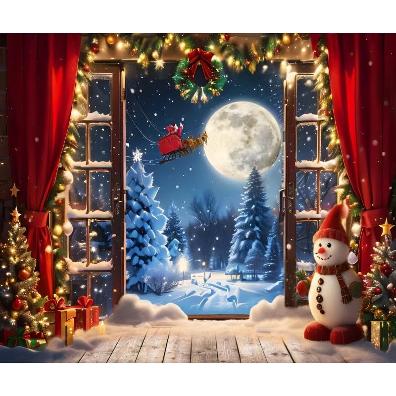 Fondo de Navidad 3x2.5m Vinilo Caaerttply Bosque Nevado