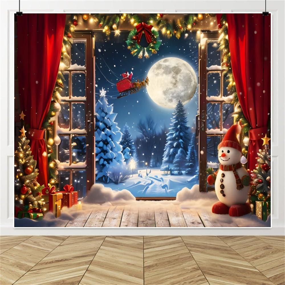 Fondo de Navidad 3x2.5m Vinilo Caaerttply Bosque Nevado