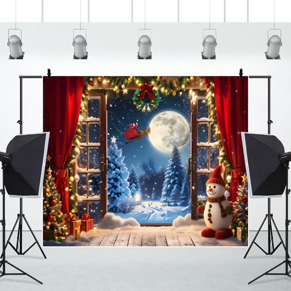 Fondo de Navidad 3x2.5m Vinilo Caaerttply Bosque Nevado