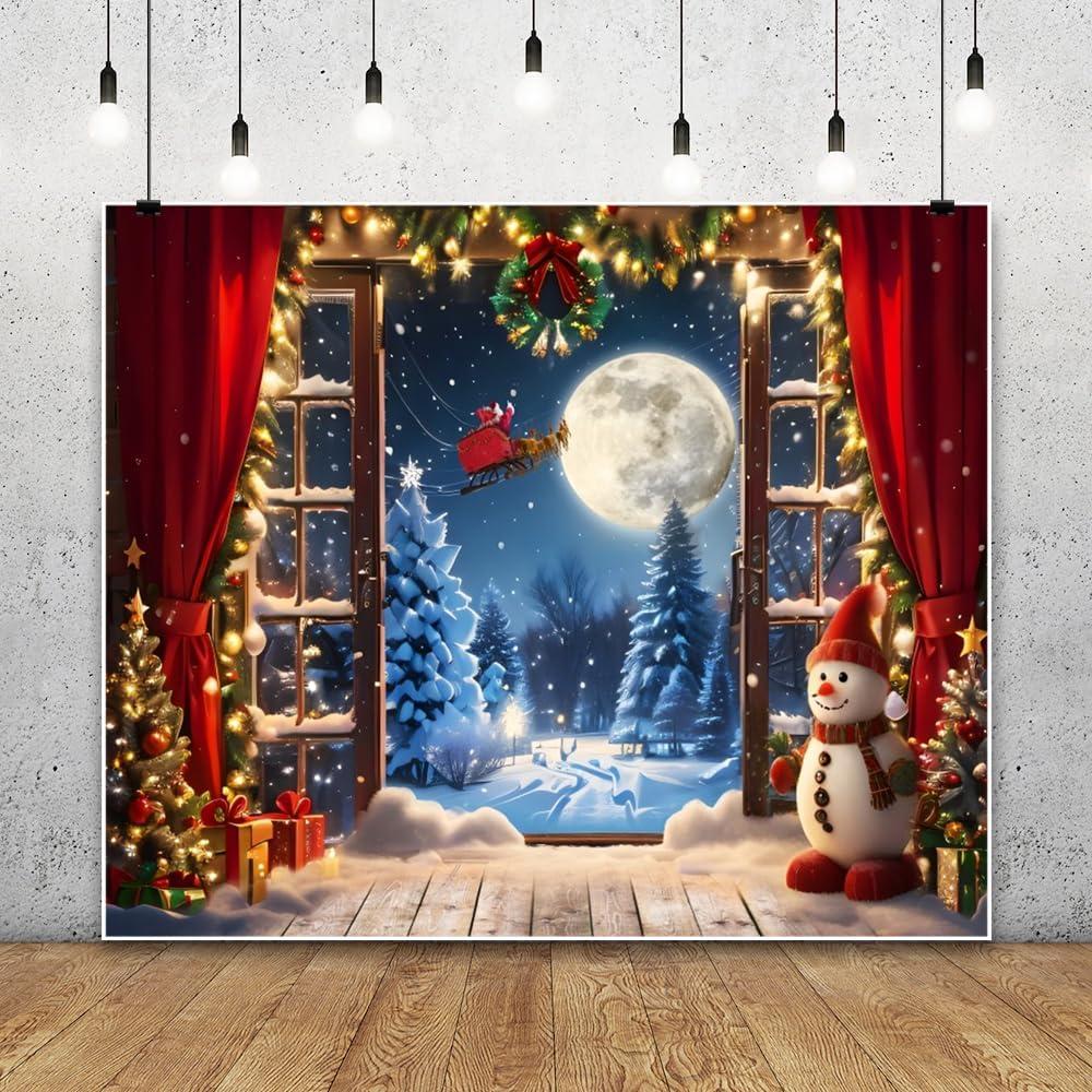 Fondo de Navidad 3x2.5m Vinilo Caaerttply Bosque Nevado