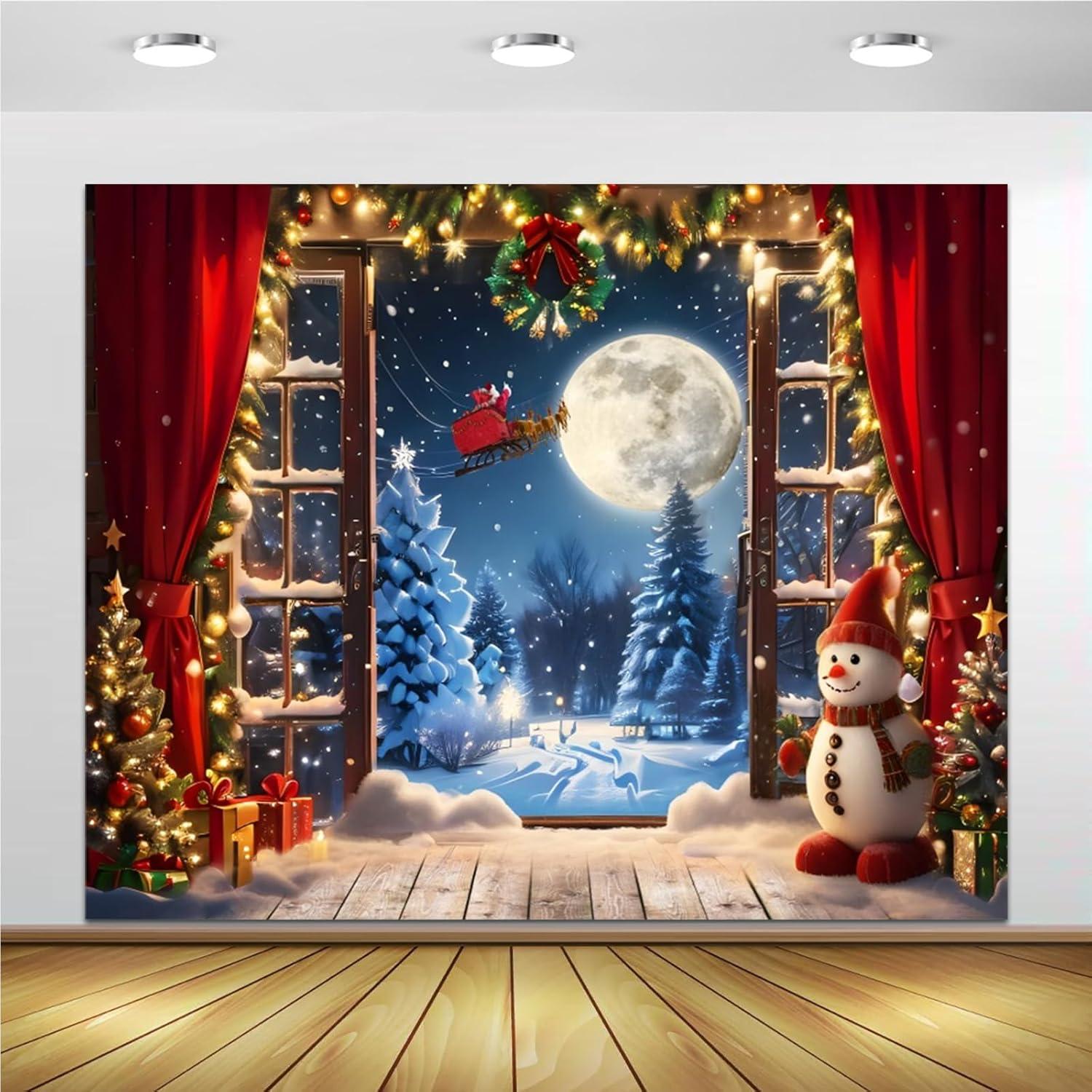 Fondo de Navidad 3x2.5m Vinilo Caaerttply Bosque Nevado