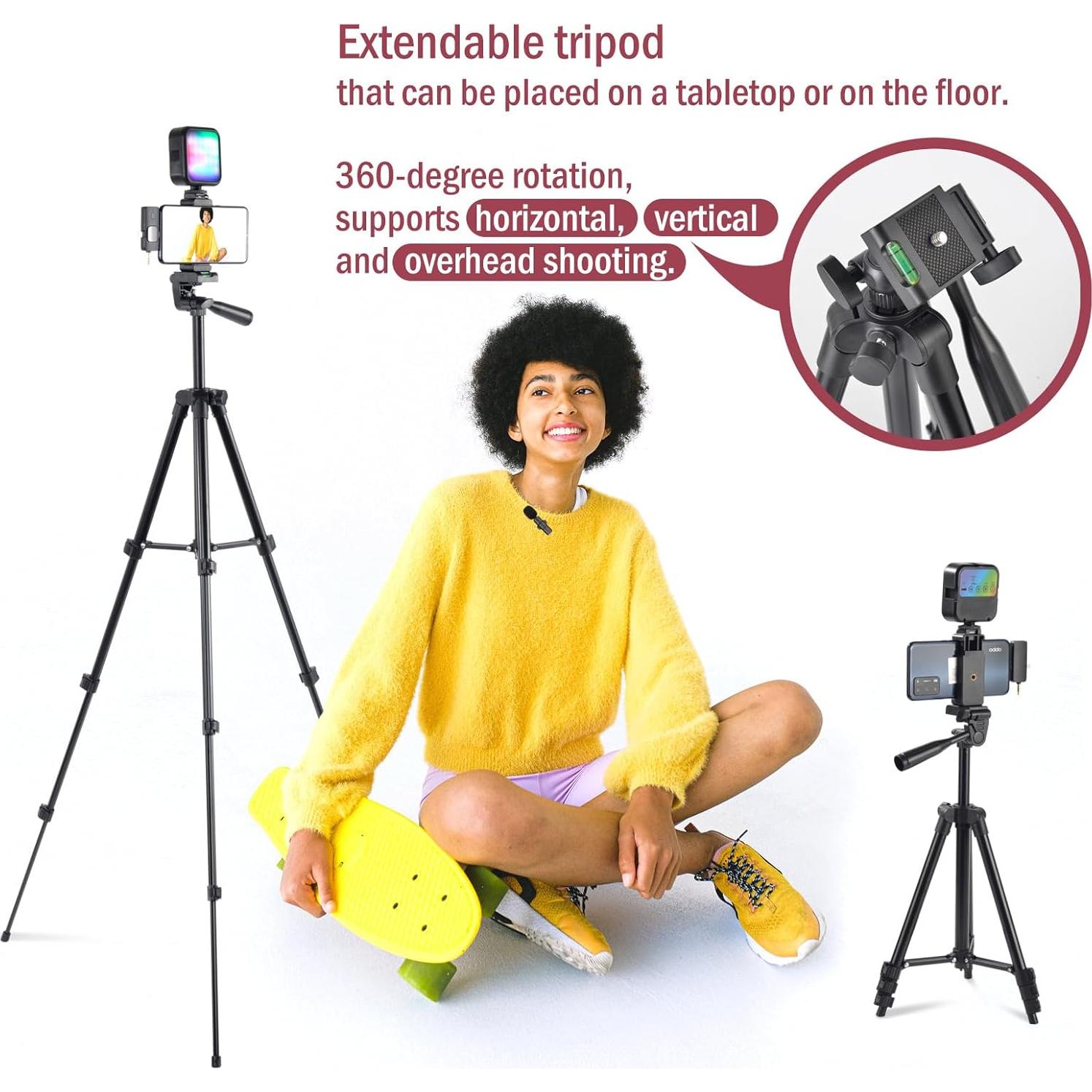 Kit de Vlogging para iPhone Shenzhen - Trípode, Micrófono, Luz RGB