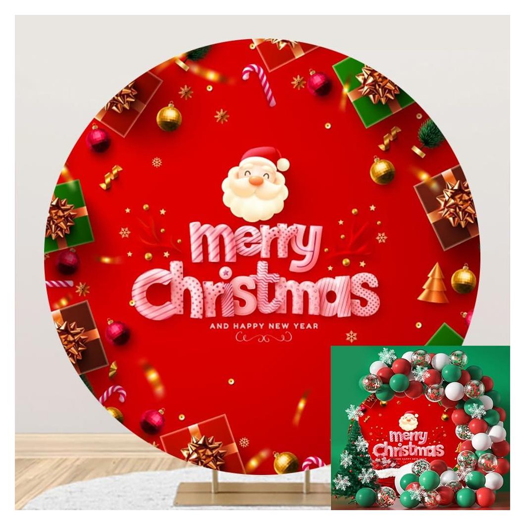 Fondo Redondo de Navidad 2.2m Círculo Rojo para Fotos