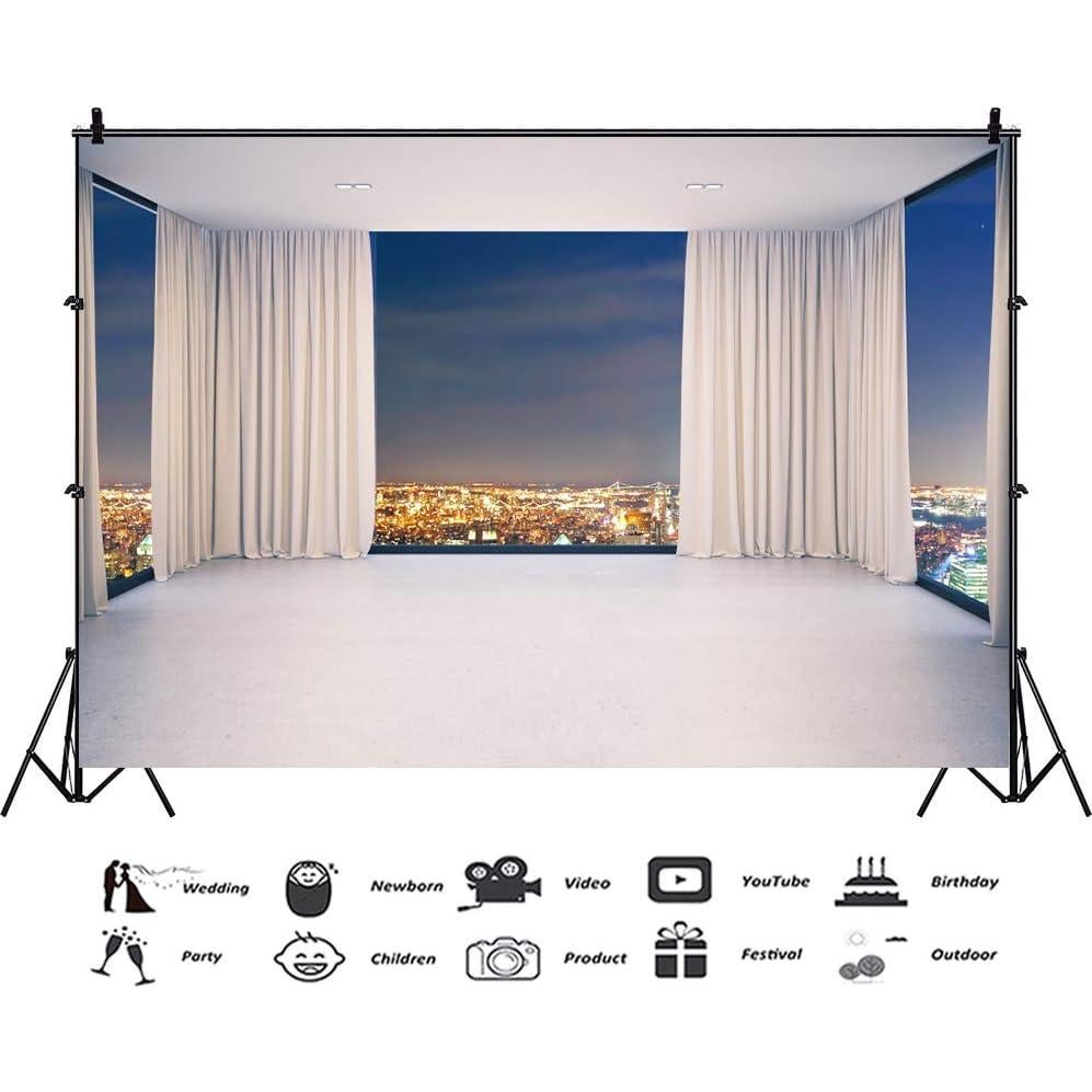 Fondo de Fotografía Vinilo Haoyiyi 300x200cm Ciudad Nocturna