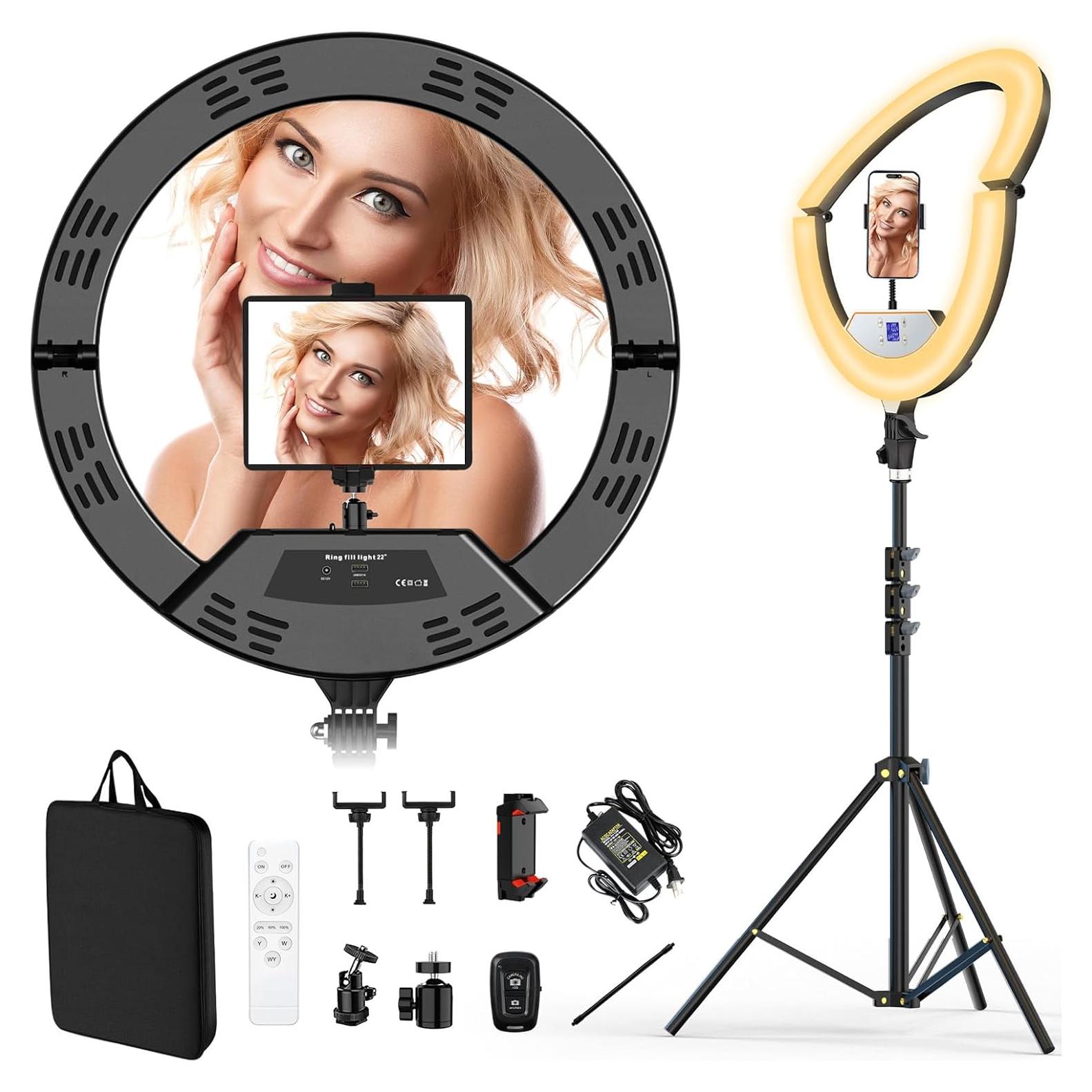 Luz de Anillo LED 22" Auriani con Trípode 75" Plegable