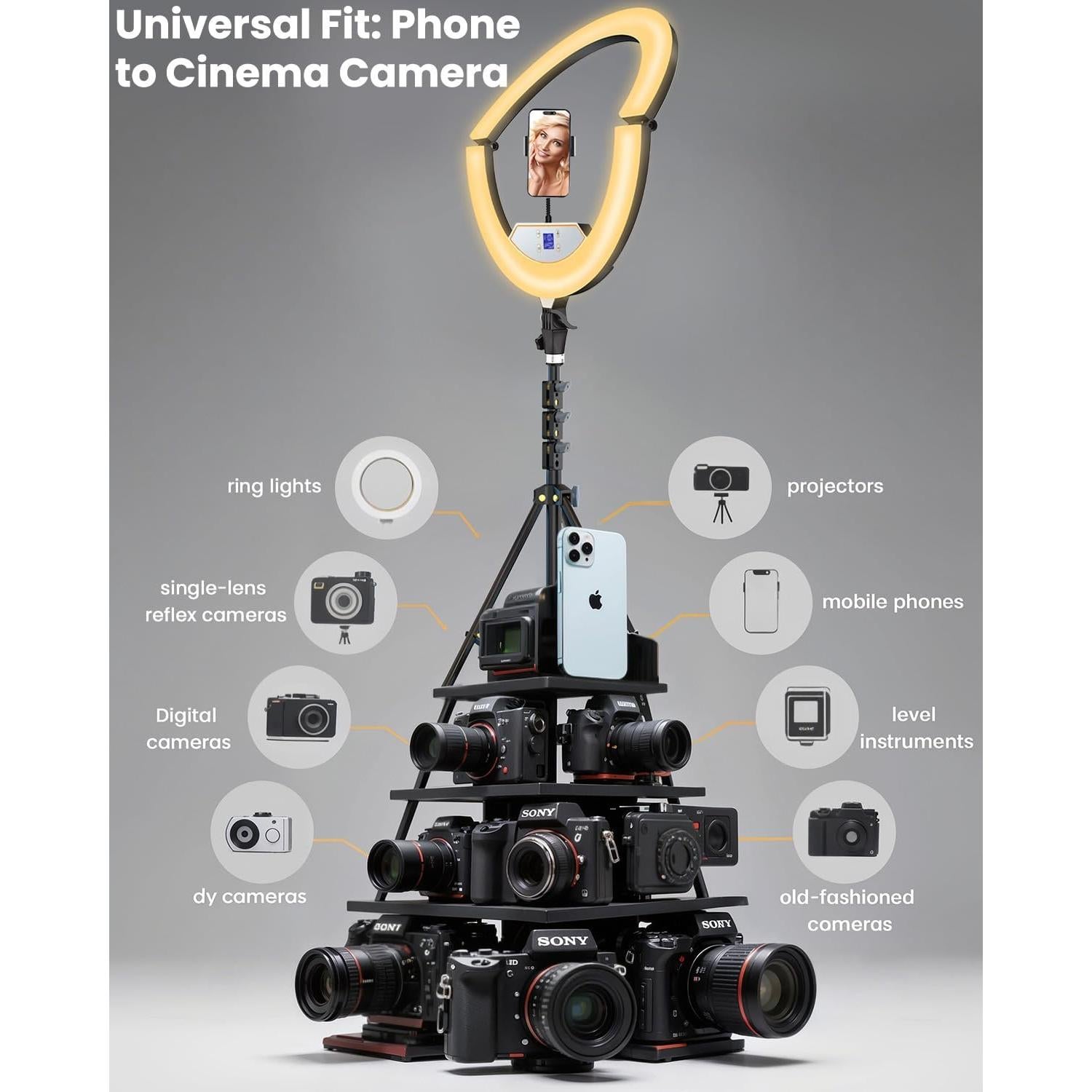 Luz de Anillo LED 22" Auriani con Trípode 75" Plegable