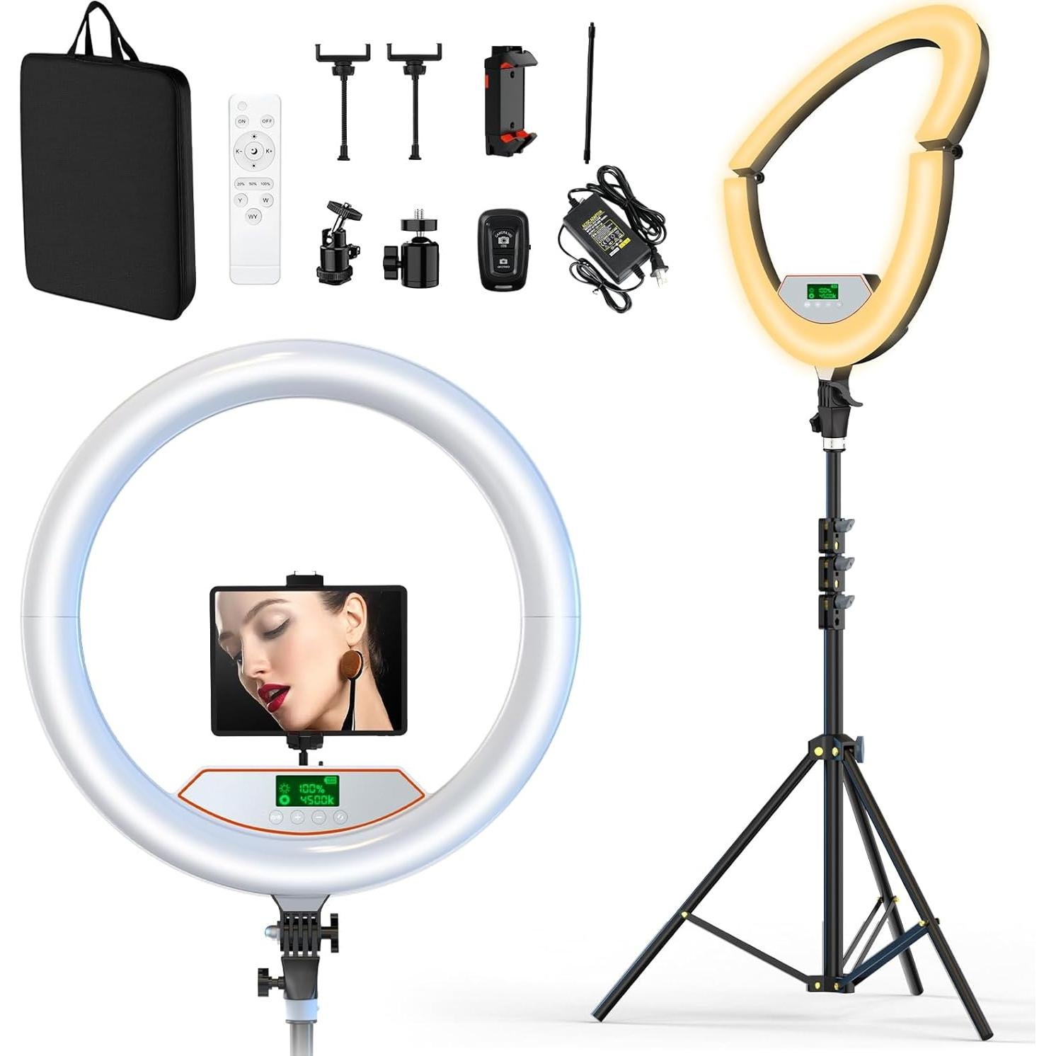 Luz de Anillo LED 22" Auriani con Trípode 75" Plegable