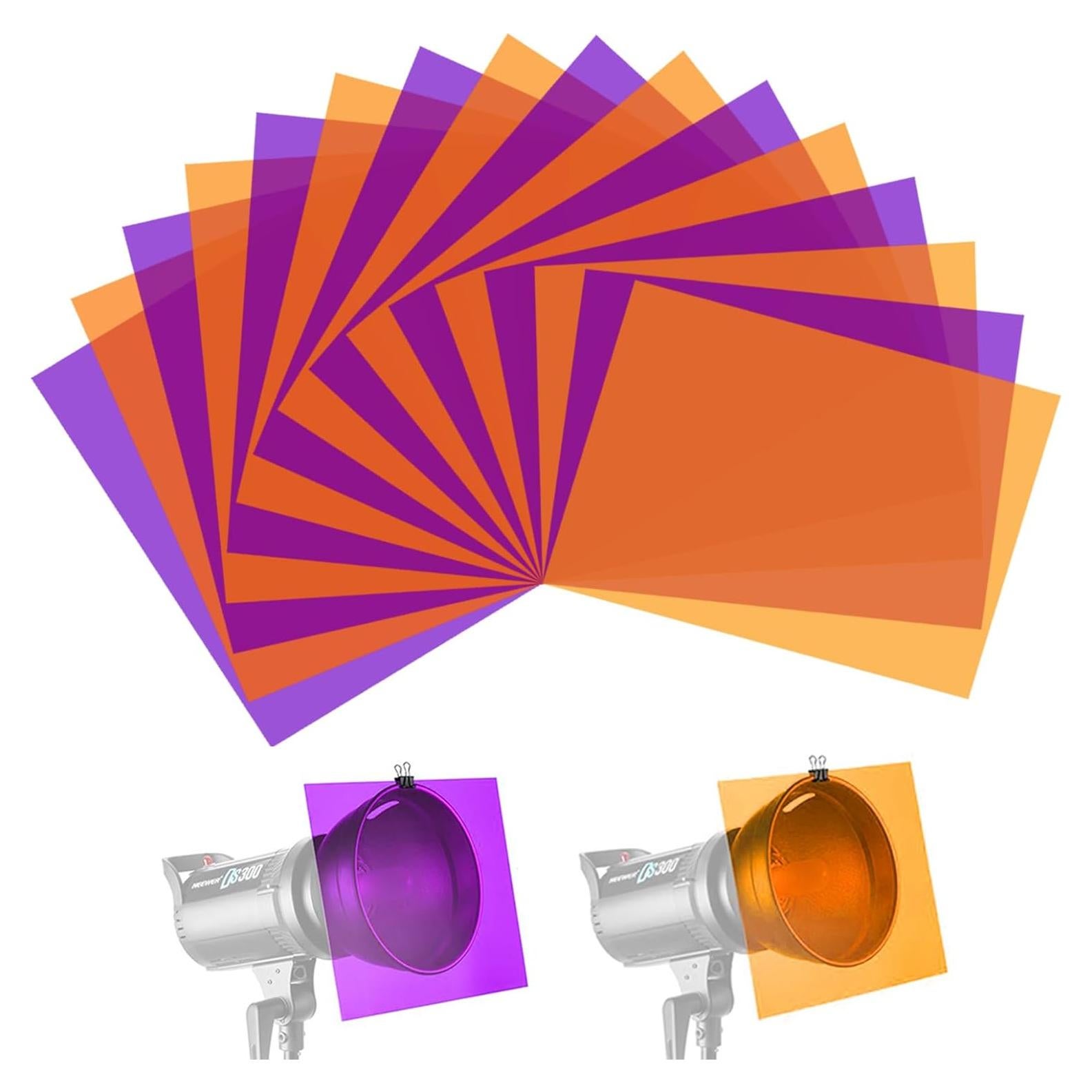 Filtro de Gel de Luz SailGoal 16 Películas Color Naranja y Púrpura 29.7x21 cm