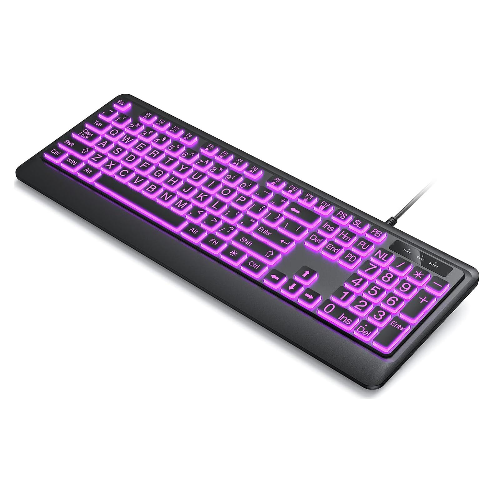 Teclado USB Retroiluminado Luzarriba Grande 7 Colores