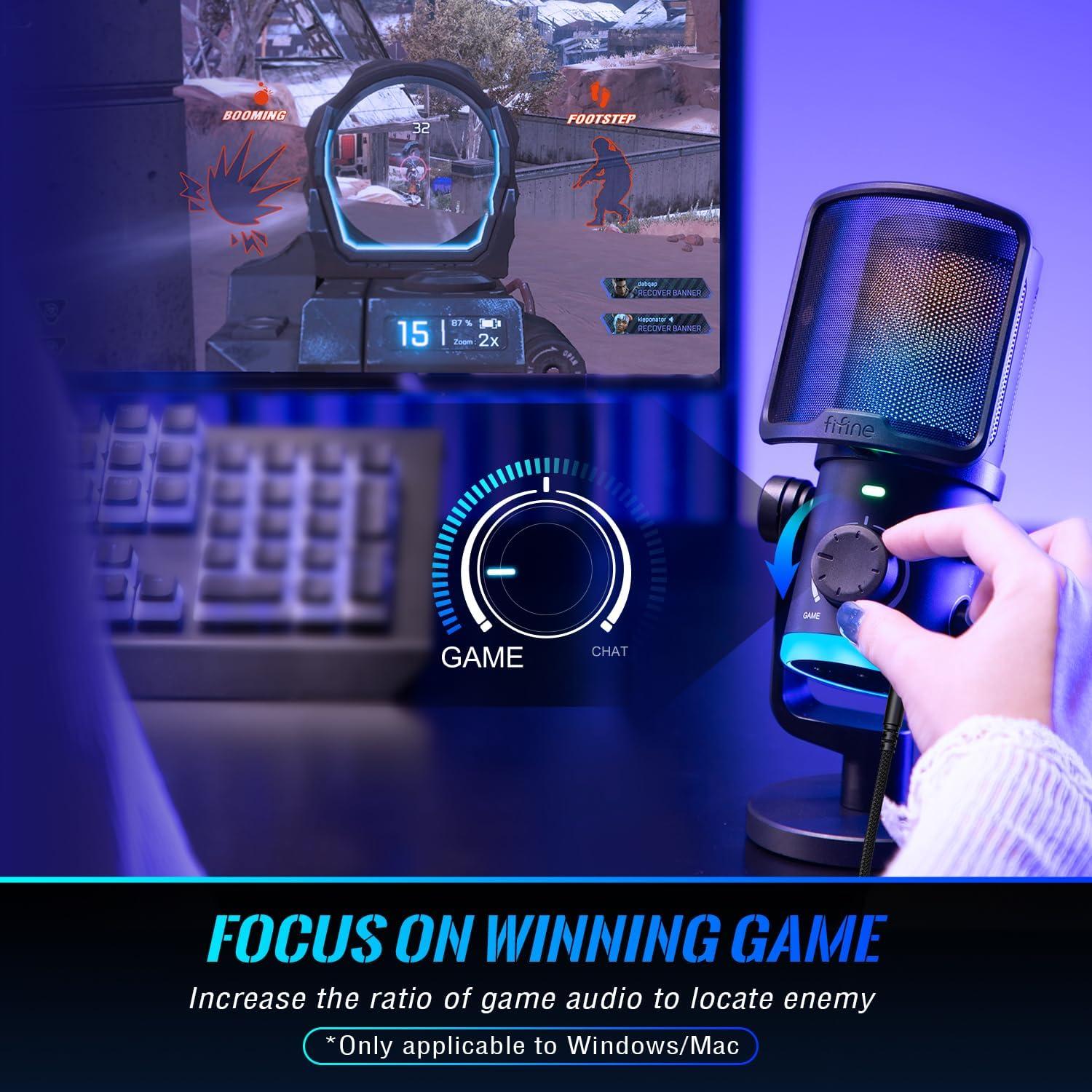 Micrófono USB Gaming FIFINE AM6 con Auriculares Estudio