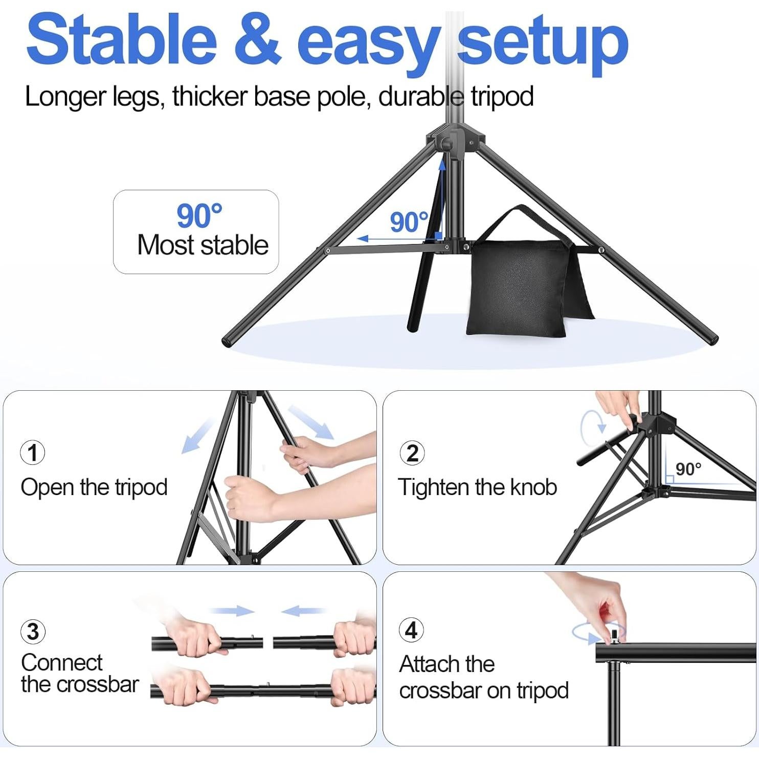 Kit de Soporte de Fondo Ajustable EMART 3x2.1m + Softbox 40x40cm
