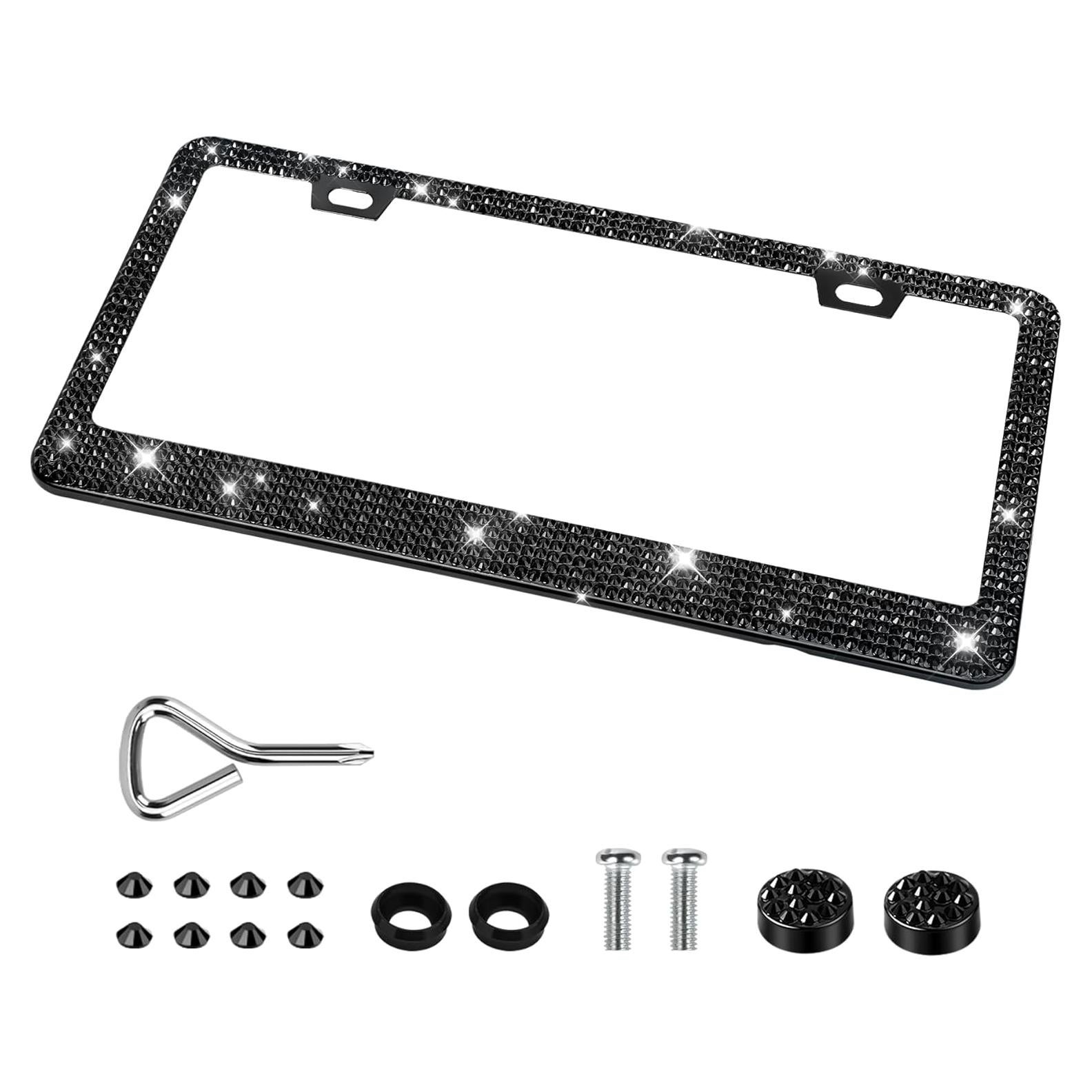 Marco de Placa de Licencia Brillante QUANQIUFEI Negro 32x17cm