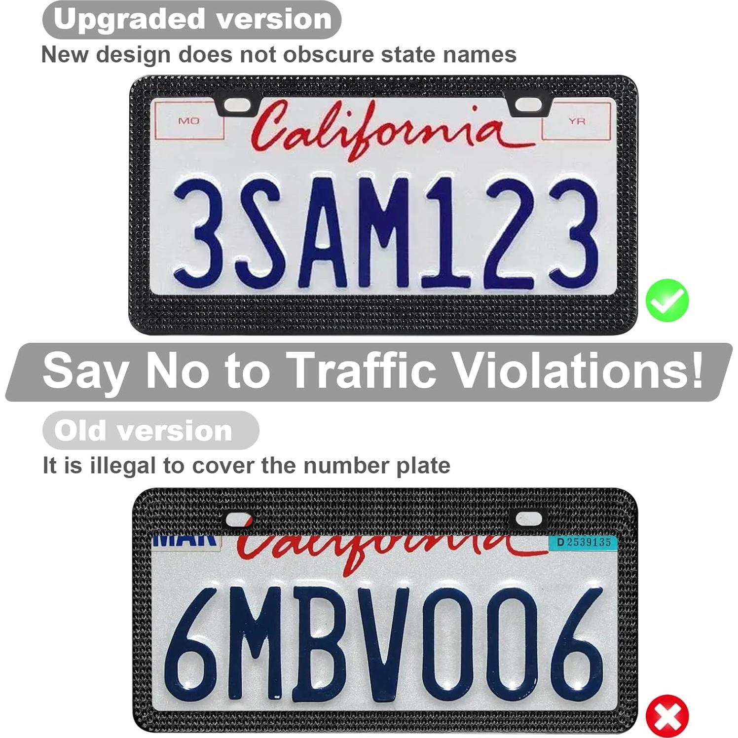 Marco de Placa de Licencia Brillante QUANQIUFEI Negro 32x17cm