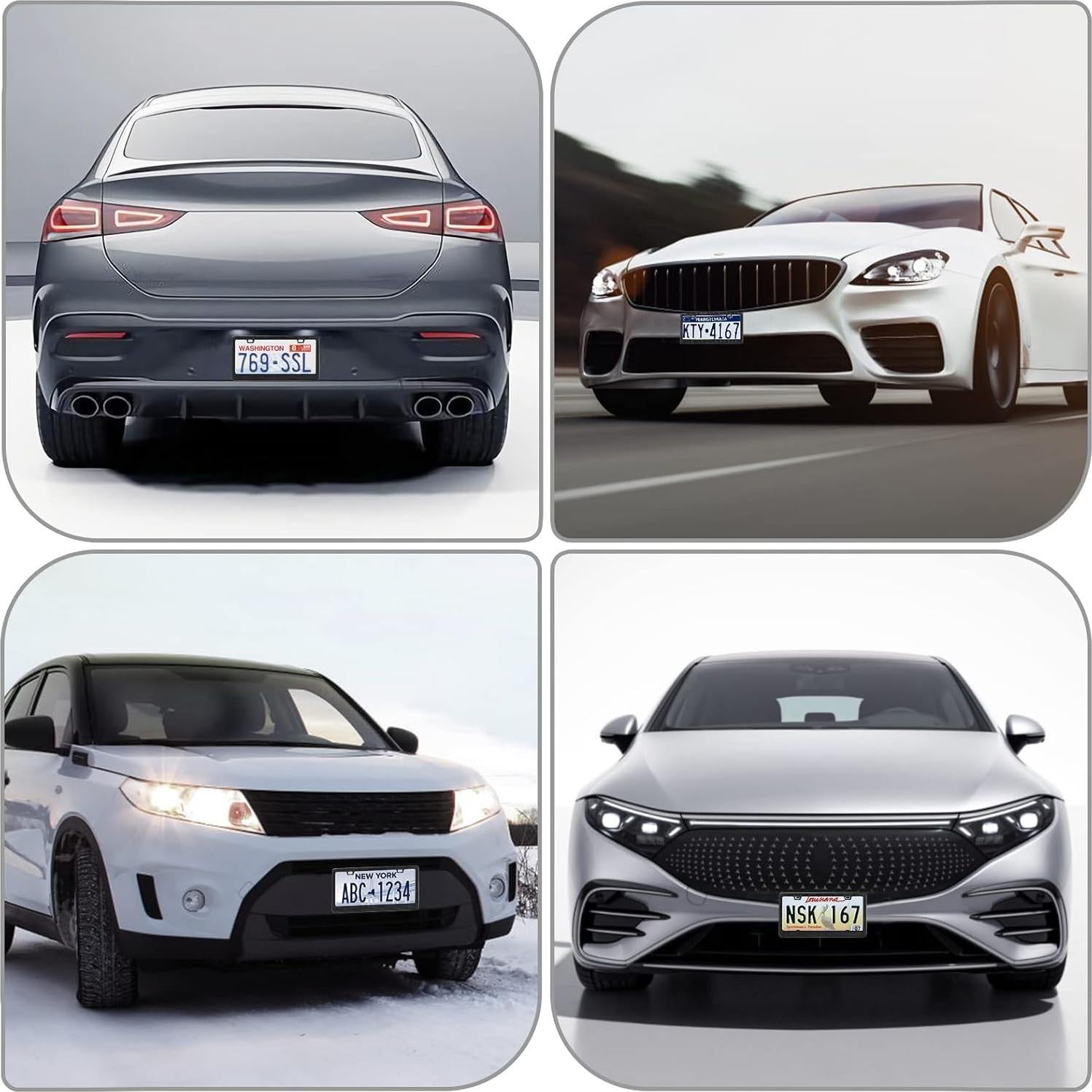 Marco de Placa de Licencia Brillante QUANQIUFEI Negro 32x17cm