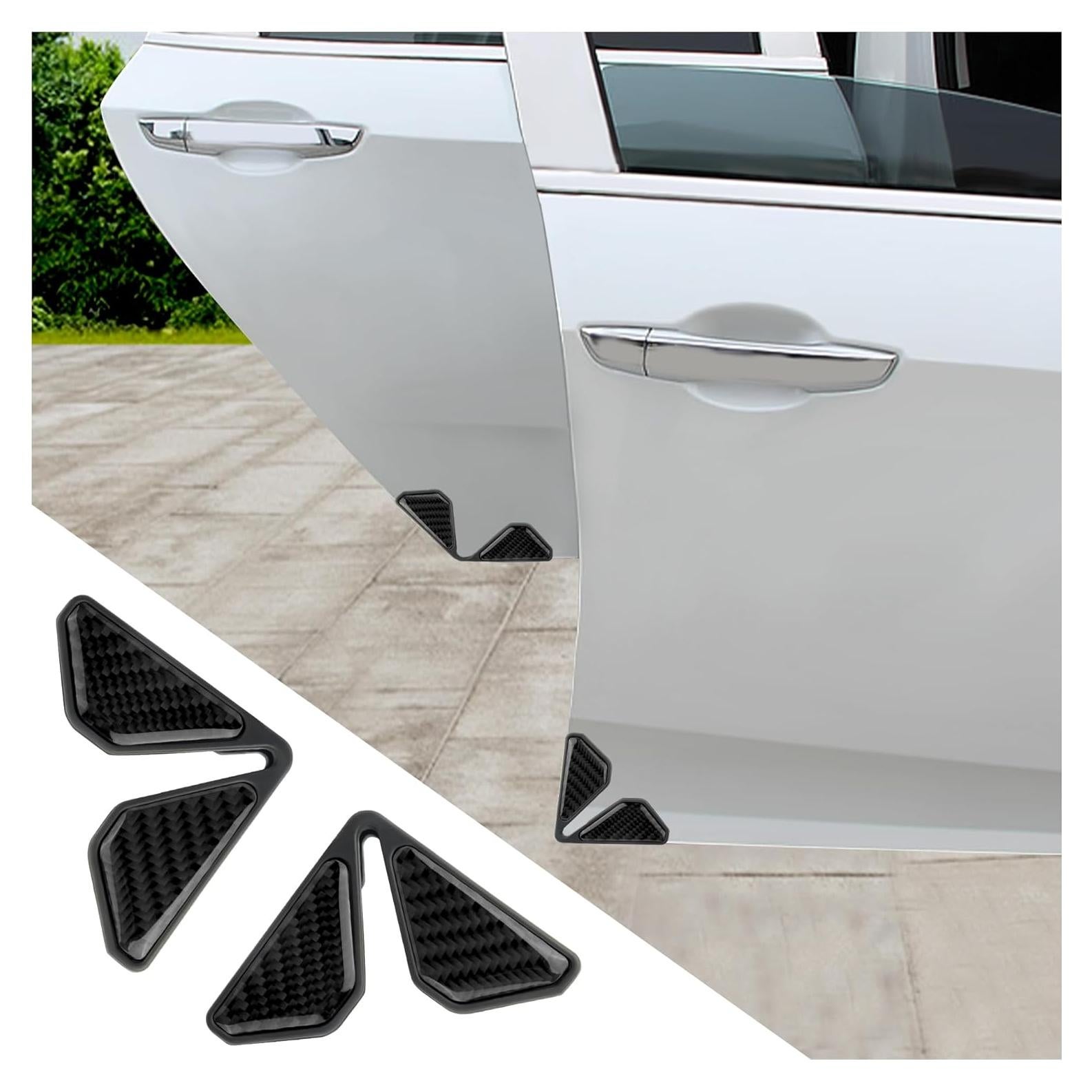 2PCS Car Door Protector Edge Guards for Door Corner,Carbon Fiber Car Door Edge Guards for Decoration,Universal Car Accessories Door Protector Fits SUVs,Trucks (Black)