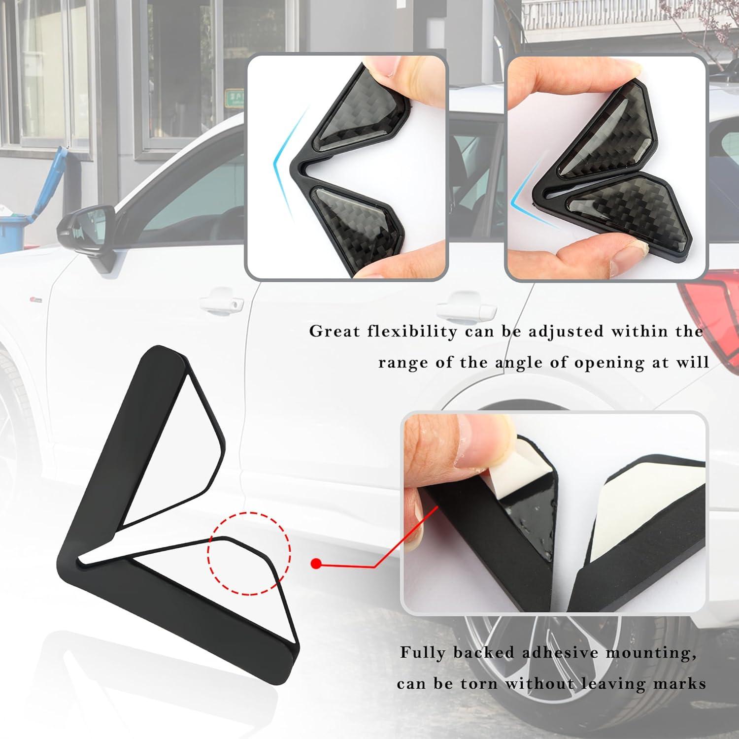 2PCS Car Door Protector Edge Guards for Door Corner,Carbon Fiber Car Door Edge Guards for Decoration,Universal Car Accessories Door Protector Fits SUVs,Trucks (Black)