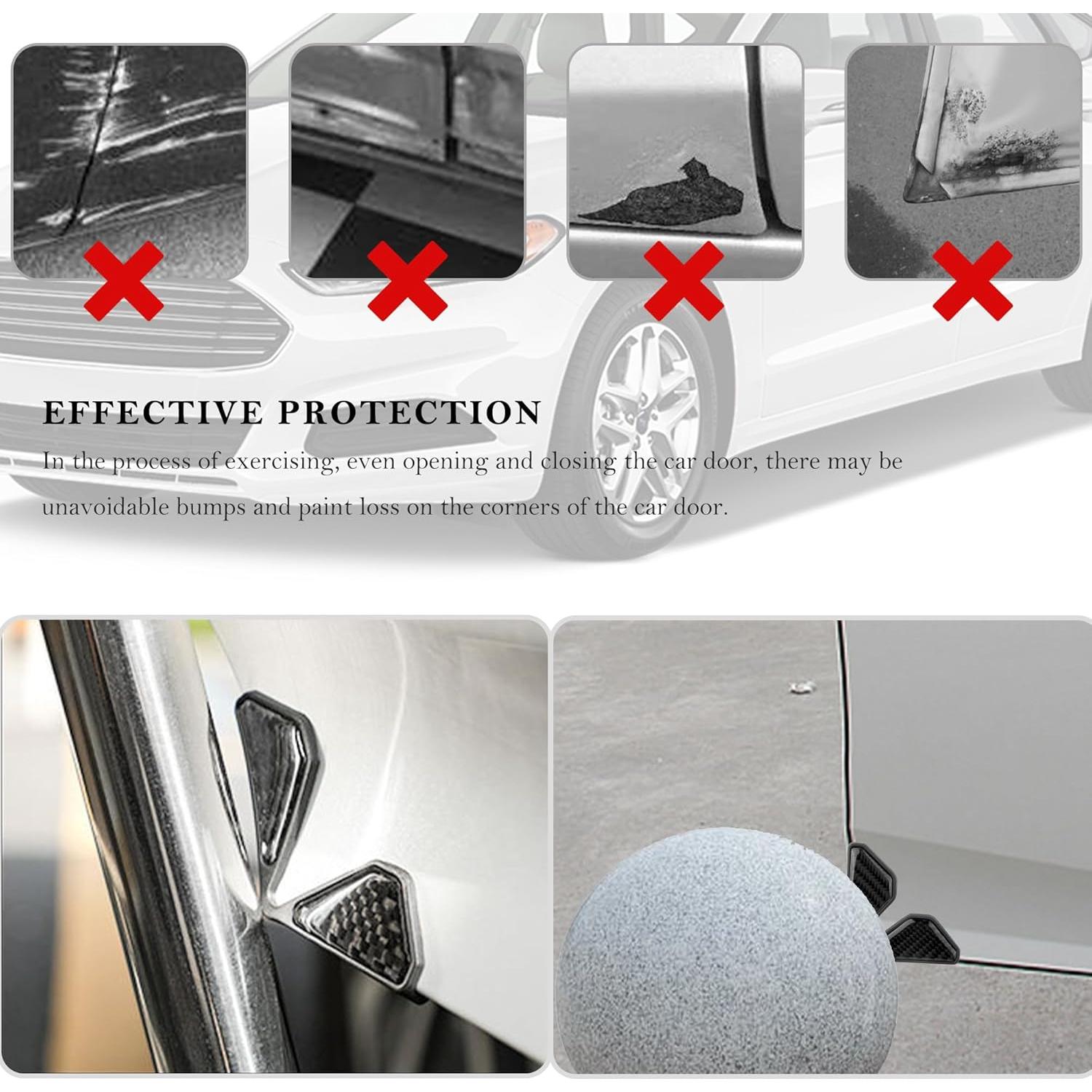 2PCS Car Door Protector Edge Guards for Door Corner,Carbon Fiber Car Door Edge Guards for Decoration,Universal Car Accessories Door Protector Fits SUVs,Trucks (Black)