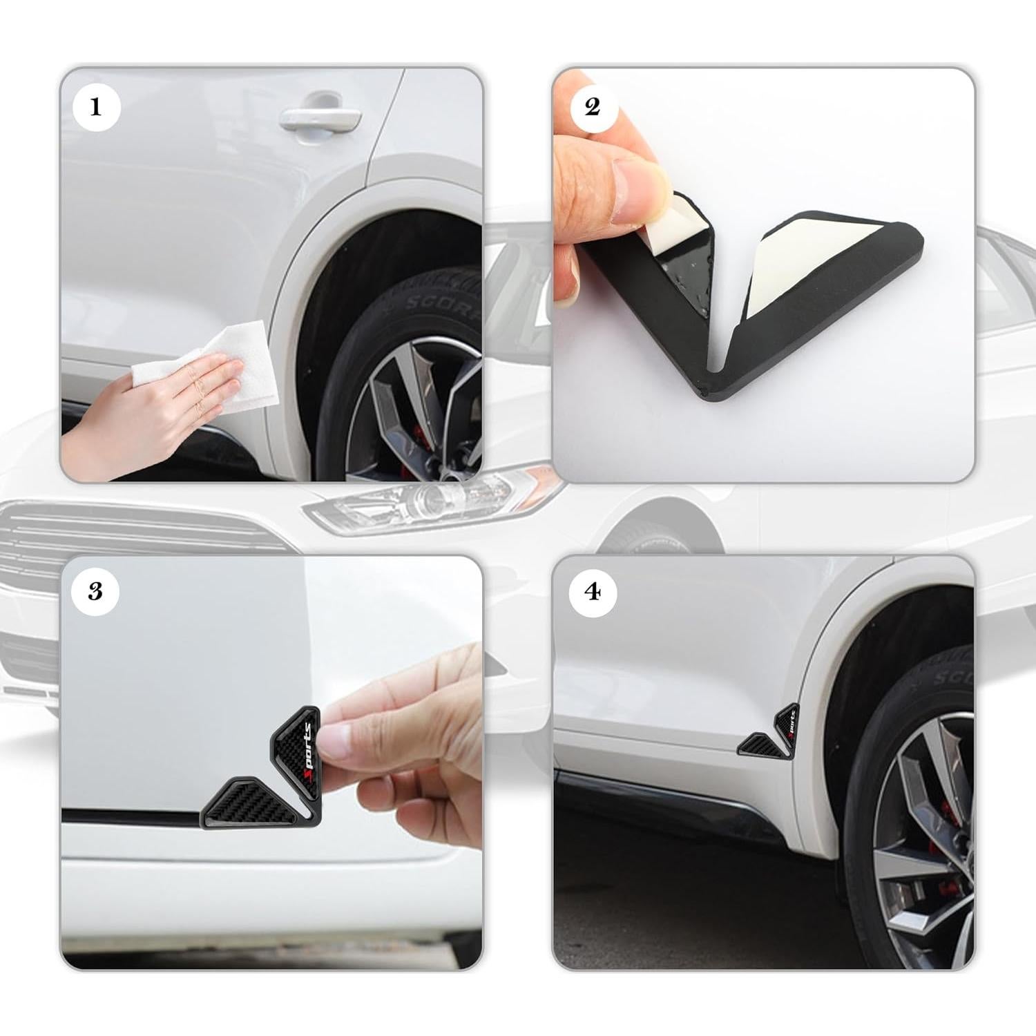 2PCS Car Door Protector Edge Guards for Door Corner,Carbon Fiber Car Door Edge Guards for Decoration,Universal Car Accessories Door Protector Fits SUVs,Trucks (Black)