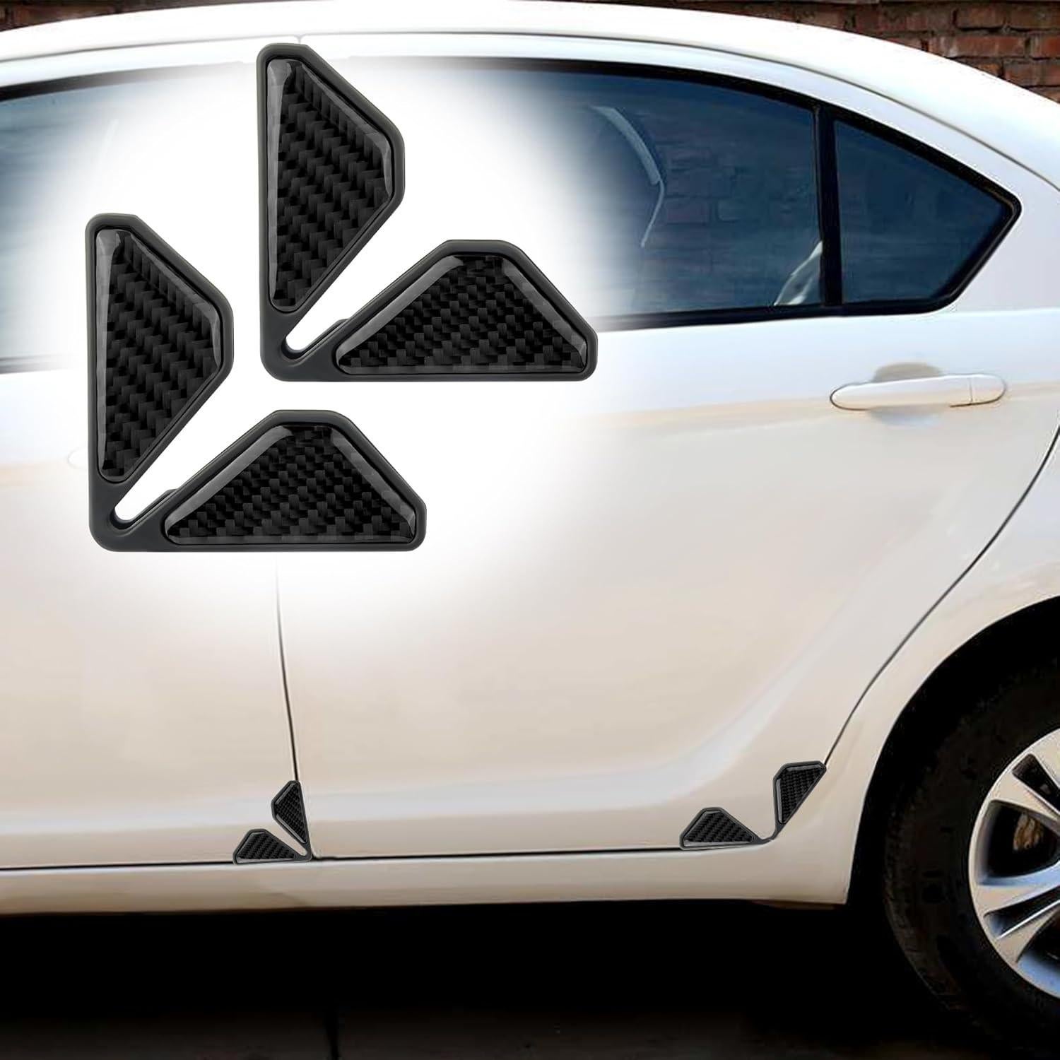 2PCS Car Door Protector Edge Guards for Door Corner,Carbon Fiber Car Door Edge Guards for Decoration,Universal Car Accessories Door Protector Fits SUVs,Trucks (Black)