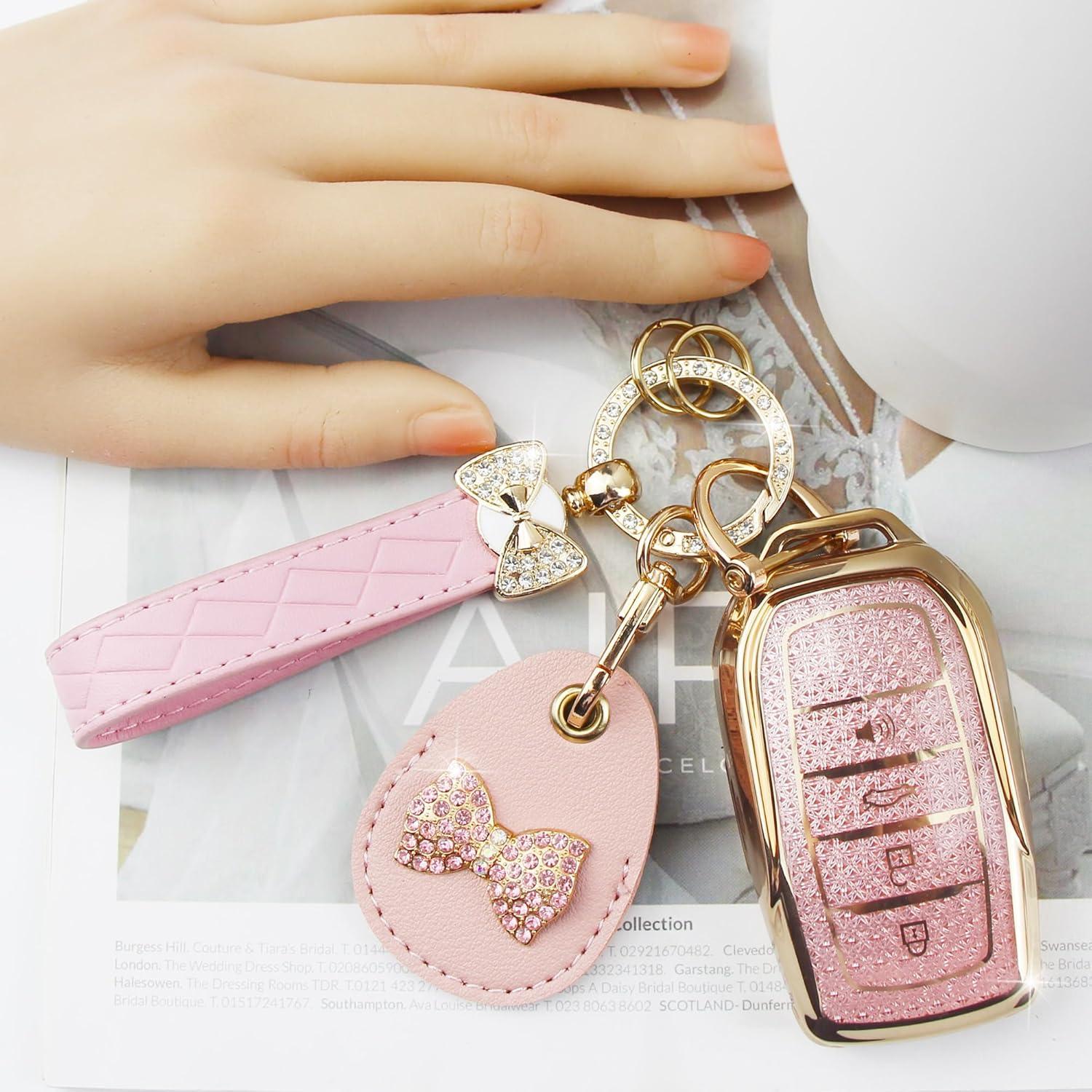 Cubierta de llavero TPU y cuero Rayslesan para Toyota 4 botones