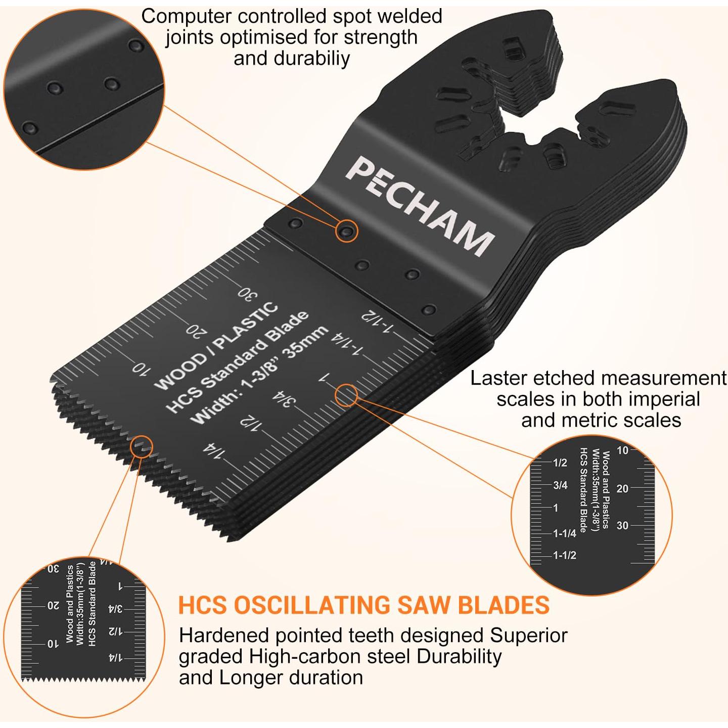 Hojas de sierra oscilante PECHAM 64PCS para madera y metal