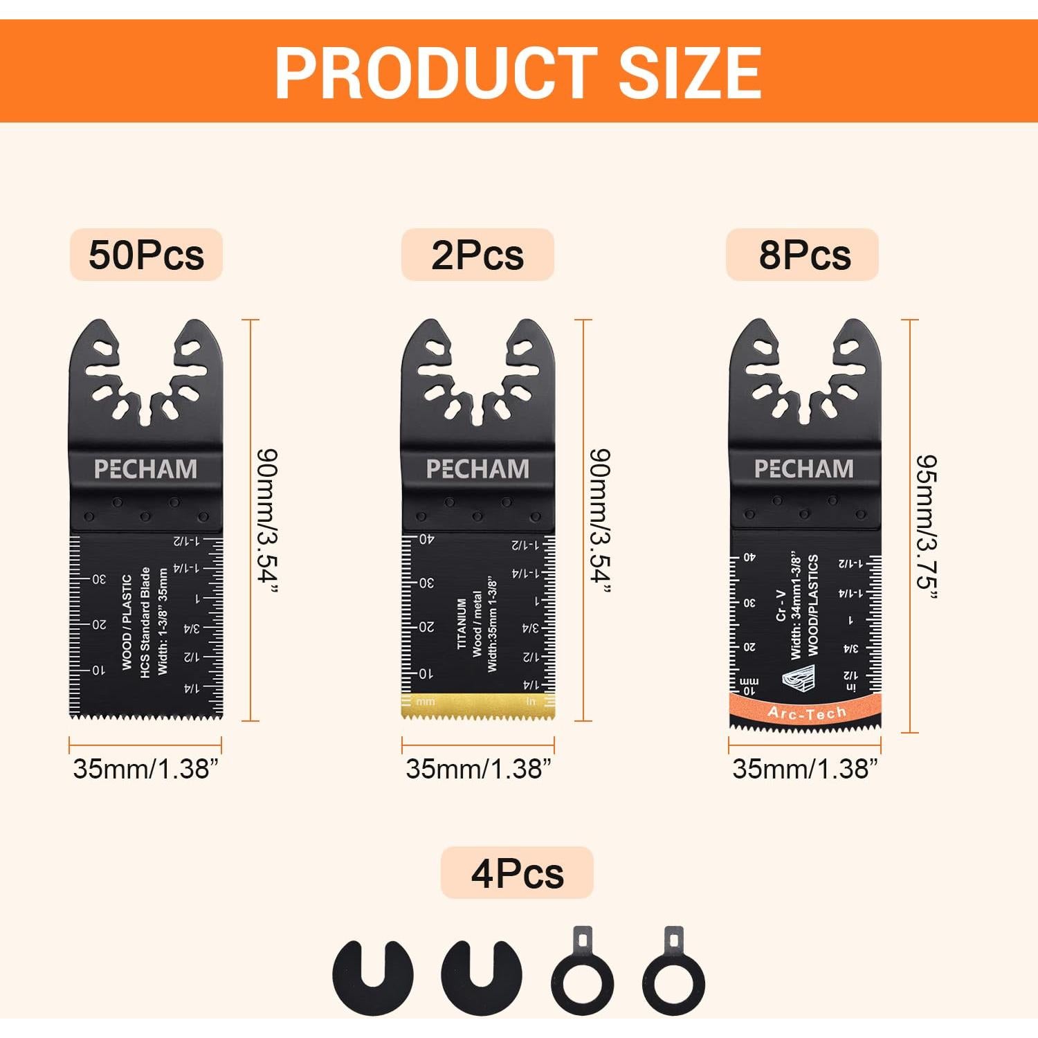Hojas de sierra oscilante PECHAM 64PCS para madera y metal