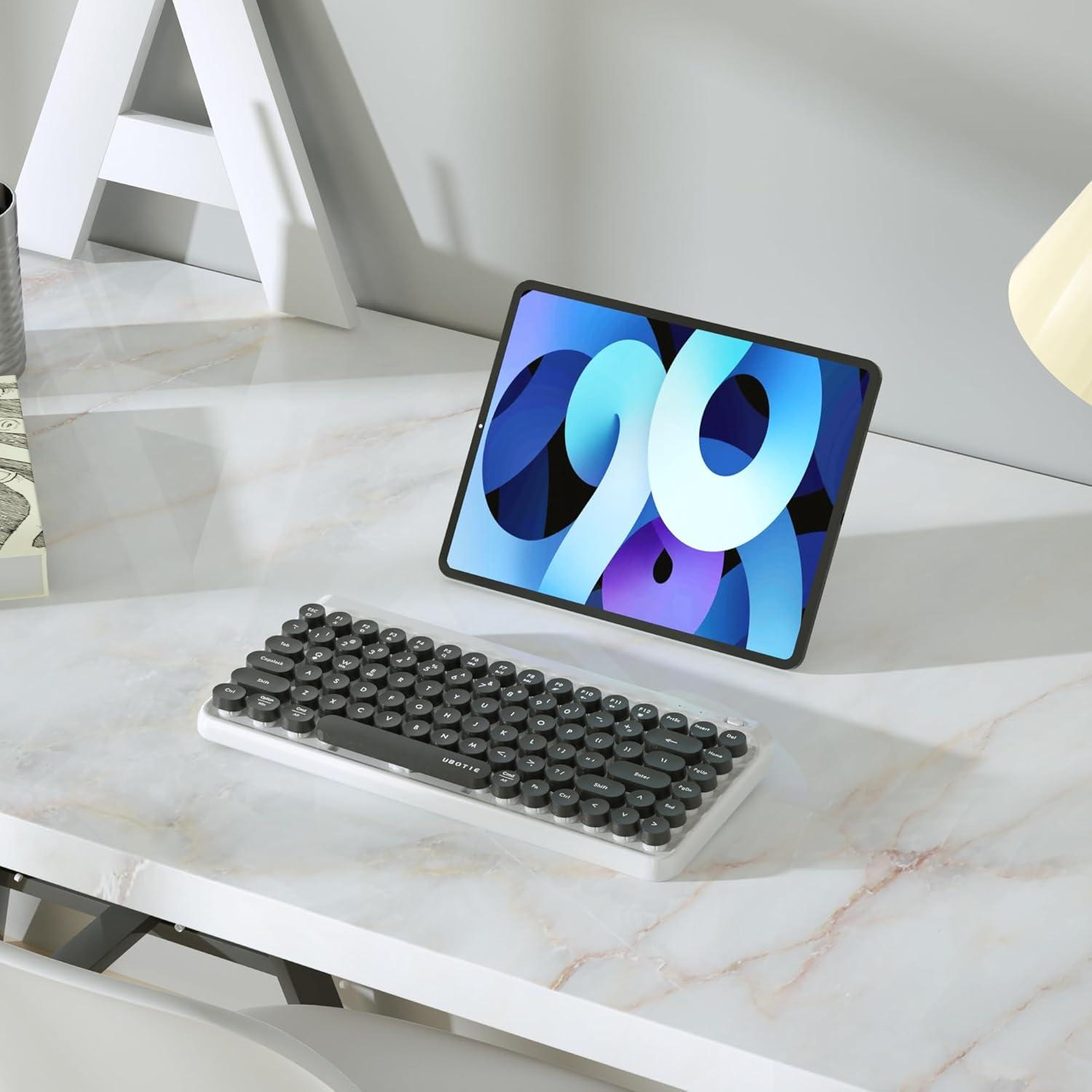 Teclado Bluetooth Retro UBOTIE 84 Teclas Colorido Inalámbrico