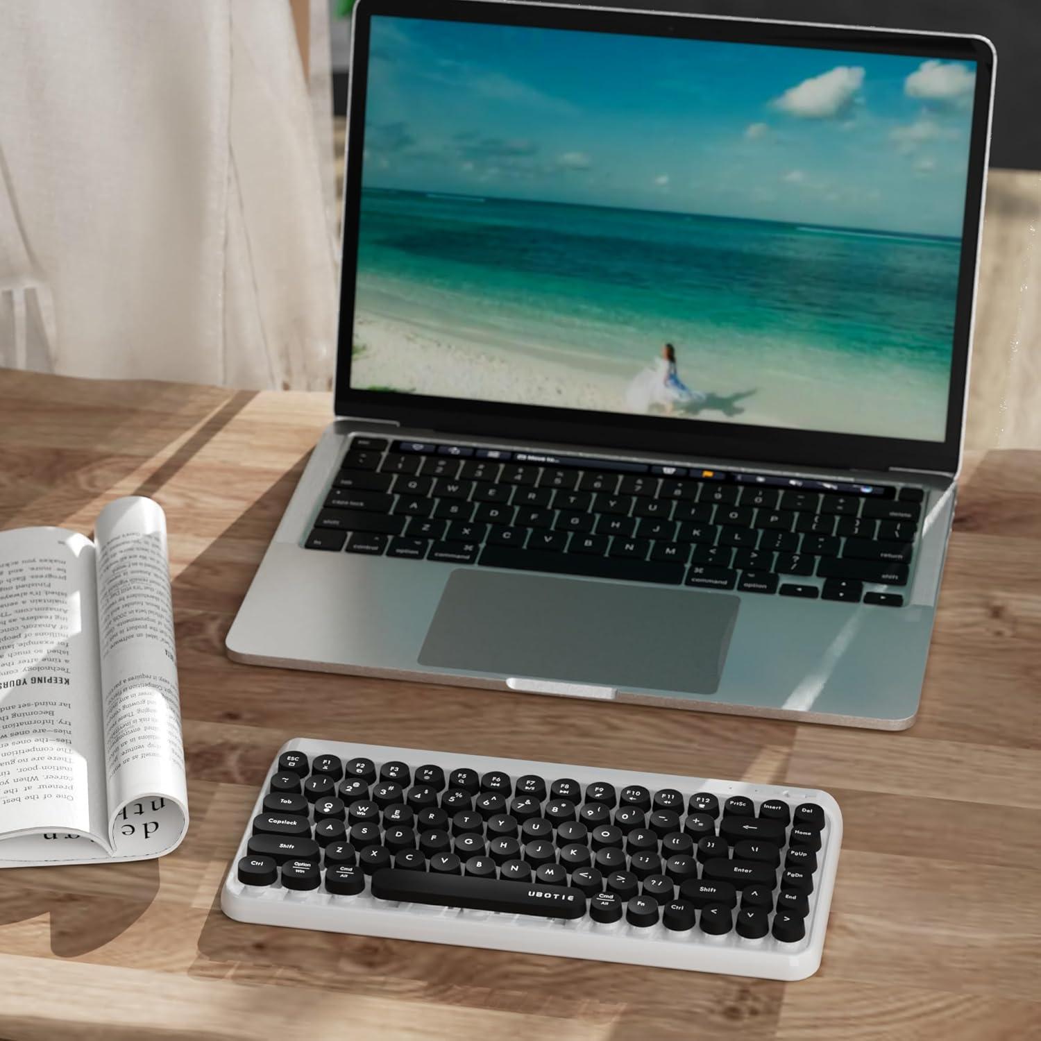 Teclado Bluetooth Retro UBOTIE 84 Teclas Colorido Inalámbrico