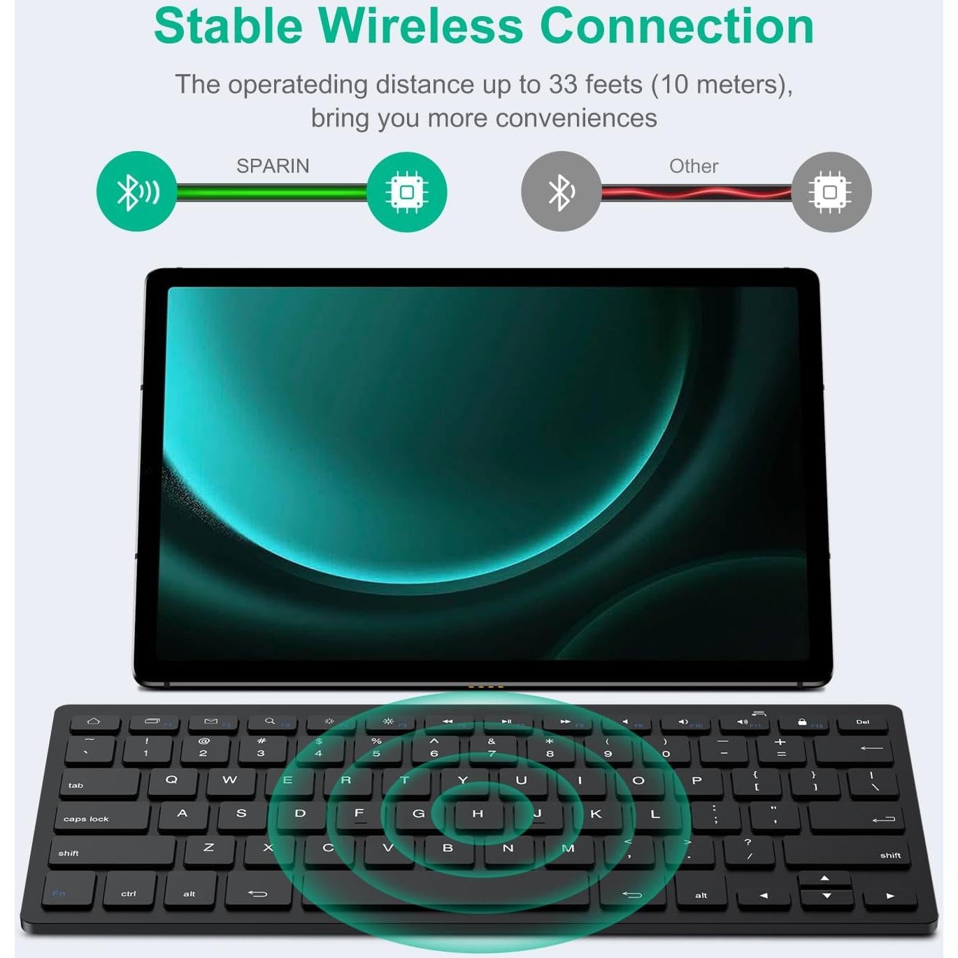 Teclado Bluetooth SPARIN para Samsung Galaxy Tab A9+ S10+ S9+