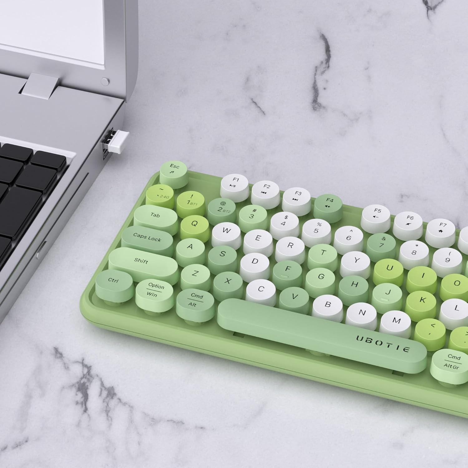 Teclado Inalámbrico UBOTIE Retro Multicolor para PC y Móvil