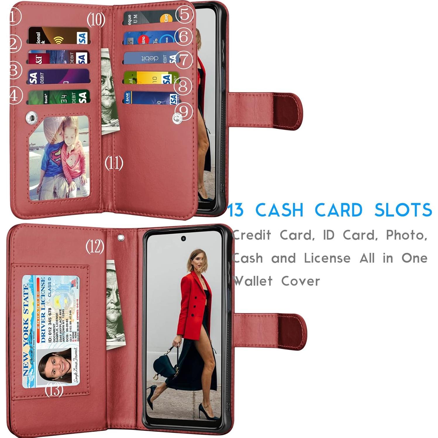 Funda de Cartera Tekcoo para Moto G 5G 2022 - Cuero PU Rojo