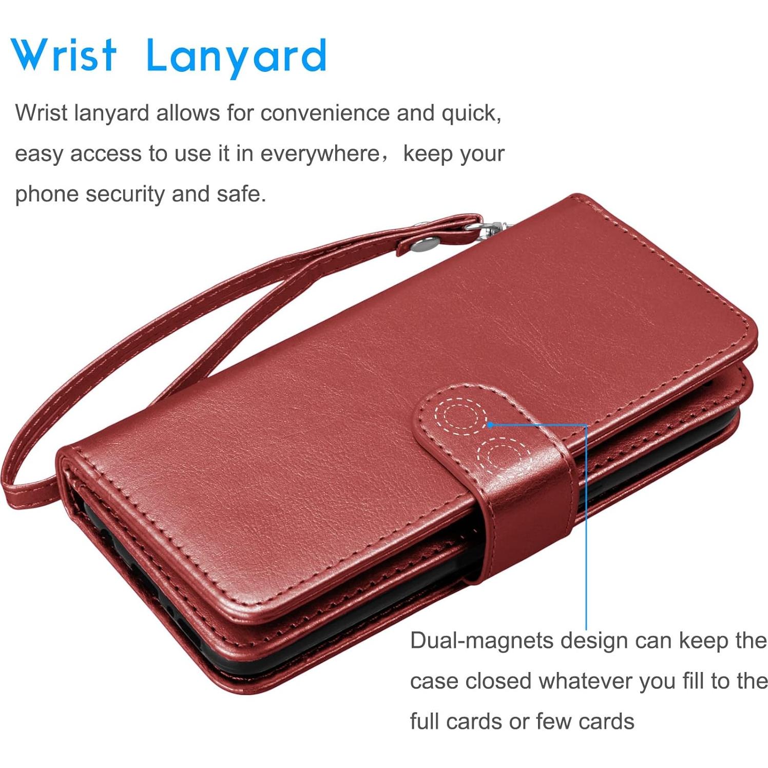 Funda de Cartera Tekcoo para Moto G 5G 2022 - Cuero PU Rojo