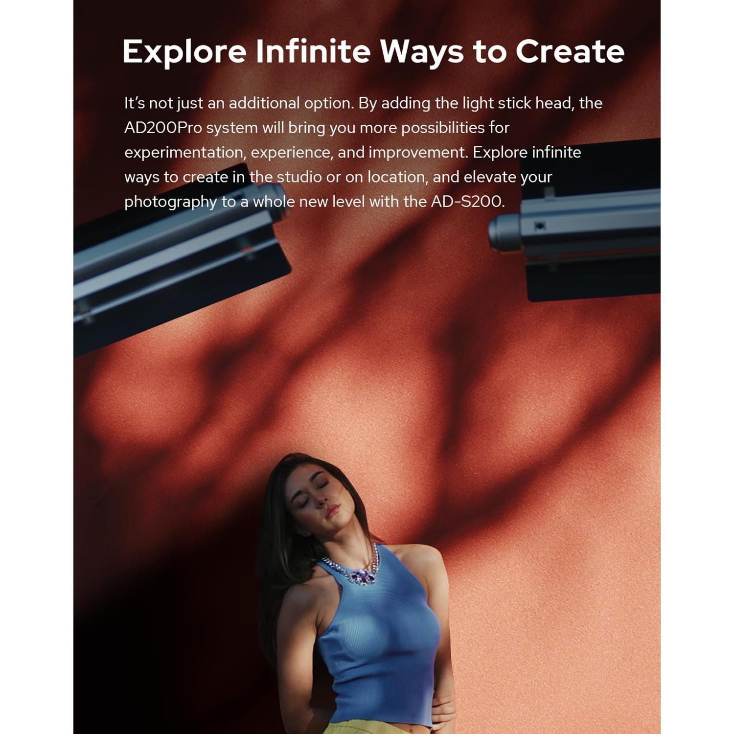 Godox AD-S200 Stick Flash Head 200W 5800K para AD200/AD200Pro