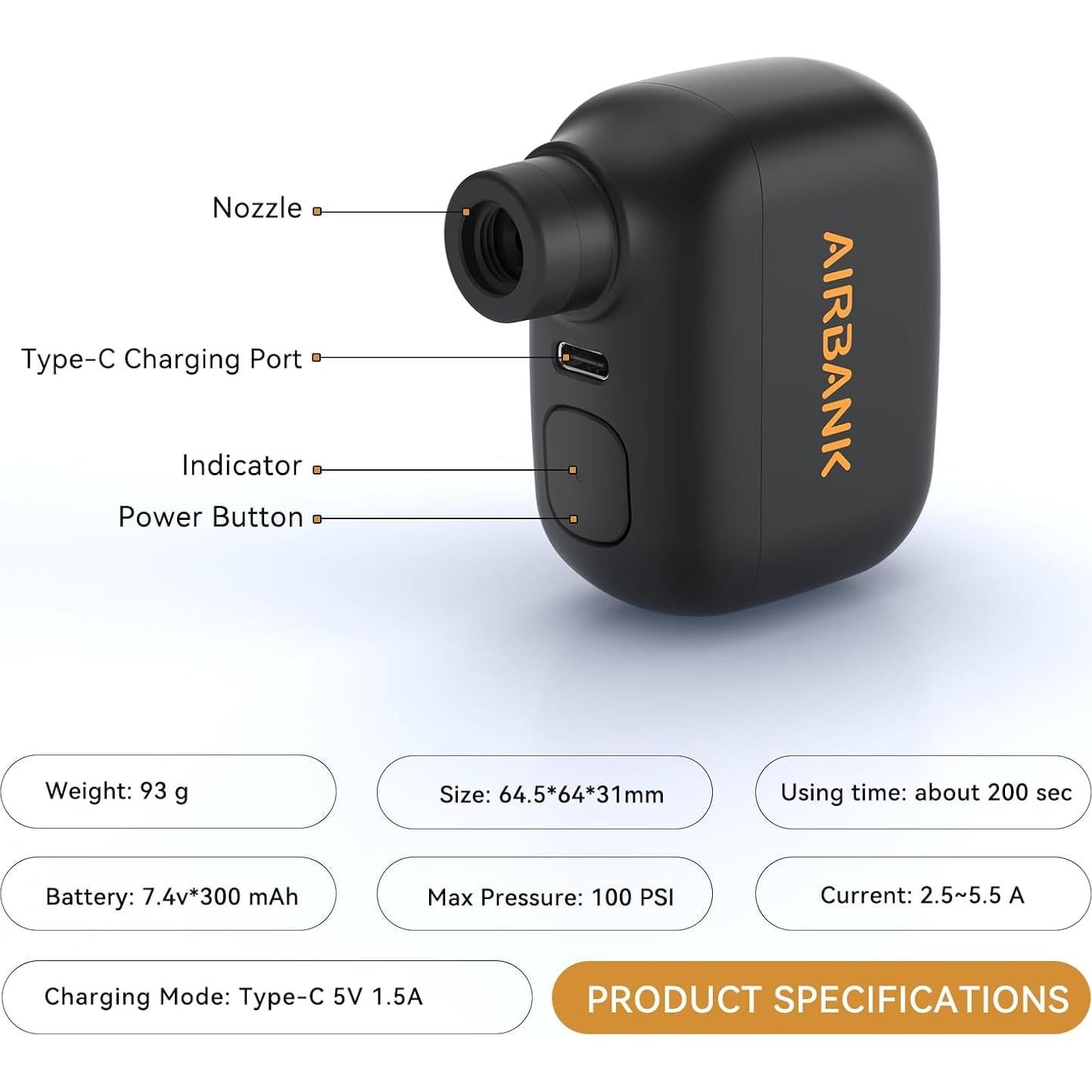 Bomba de Aire Eléctrica Portátil AIRBANK POCKET SE 100 PSI